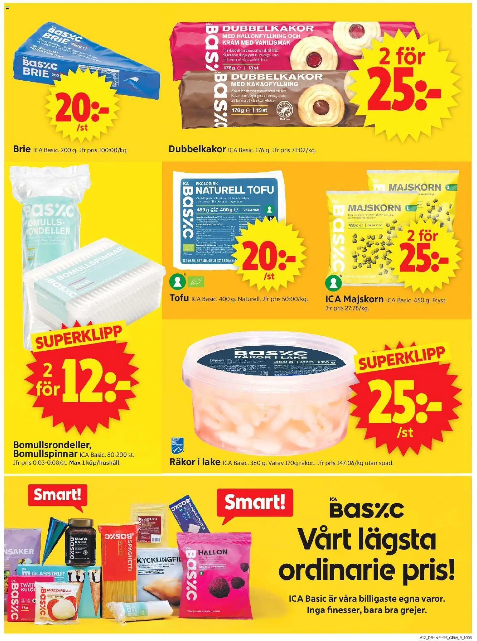 ICA Supermarket reklamblad aktuell från 16.03.2026 | Sida: 8 | Produkter: Räkor, Kaffe, Spaghetti, Kräm