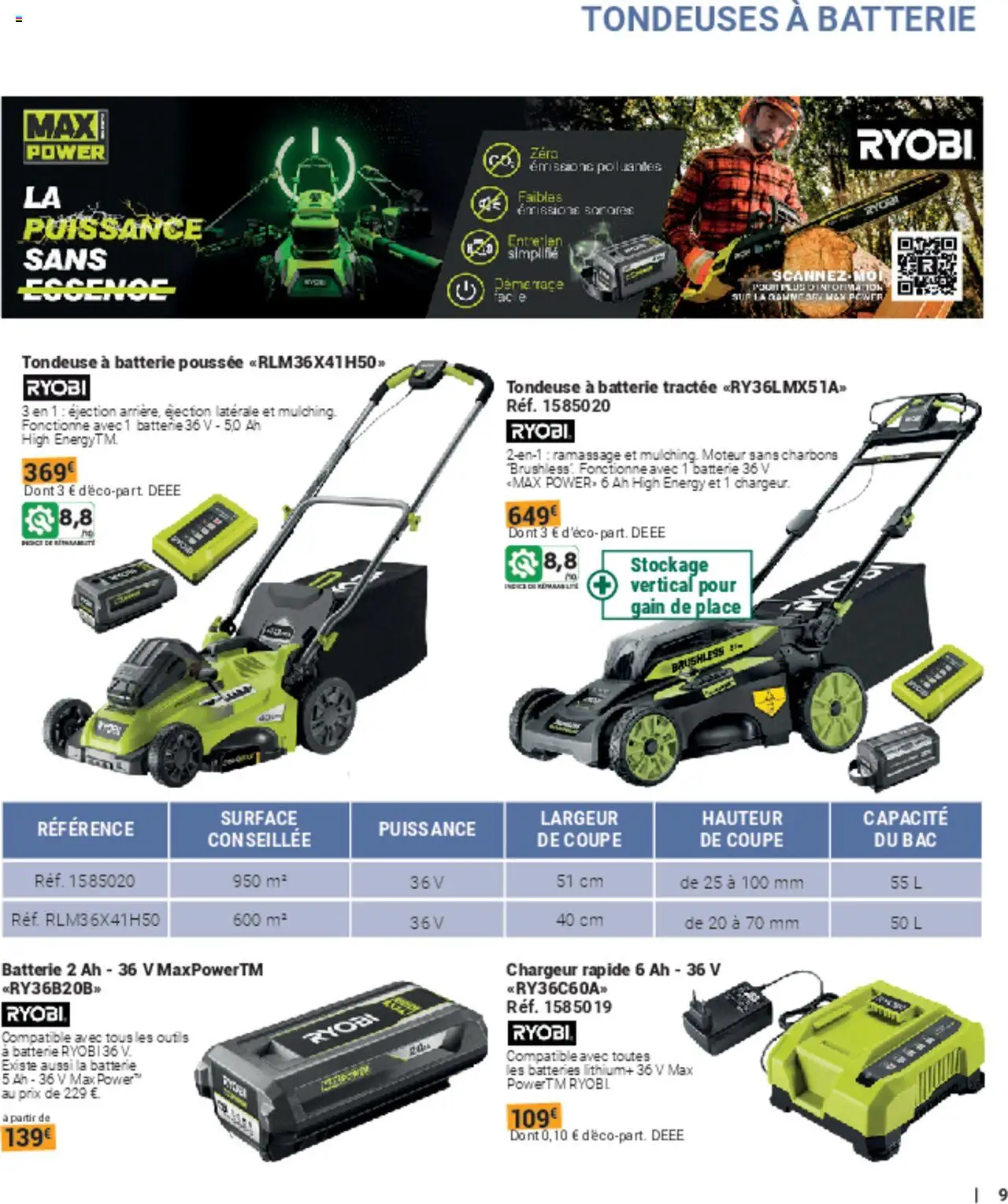 {H1} | Page: 9 | Produits: Tondeuse, Batterie