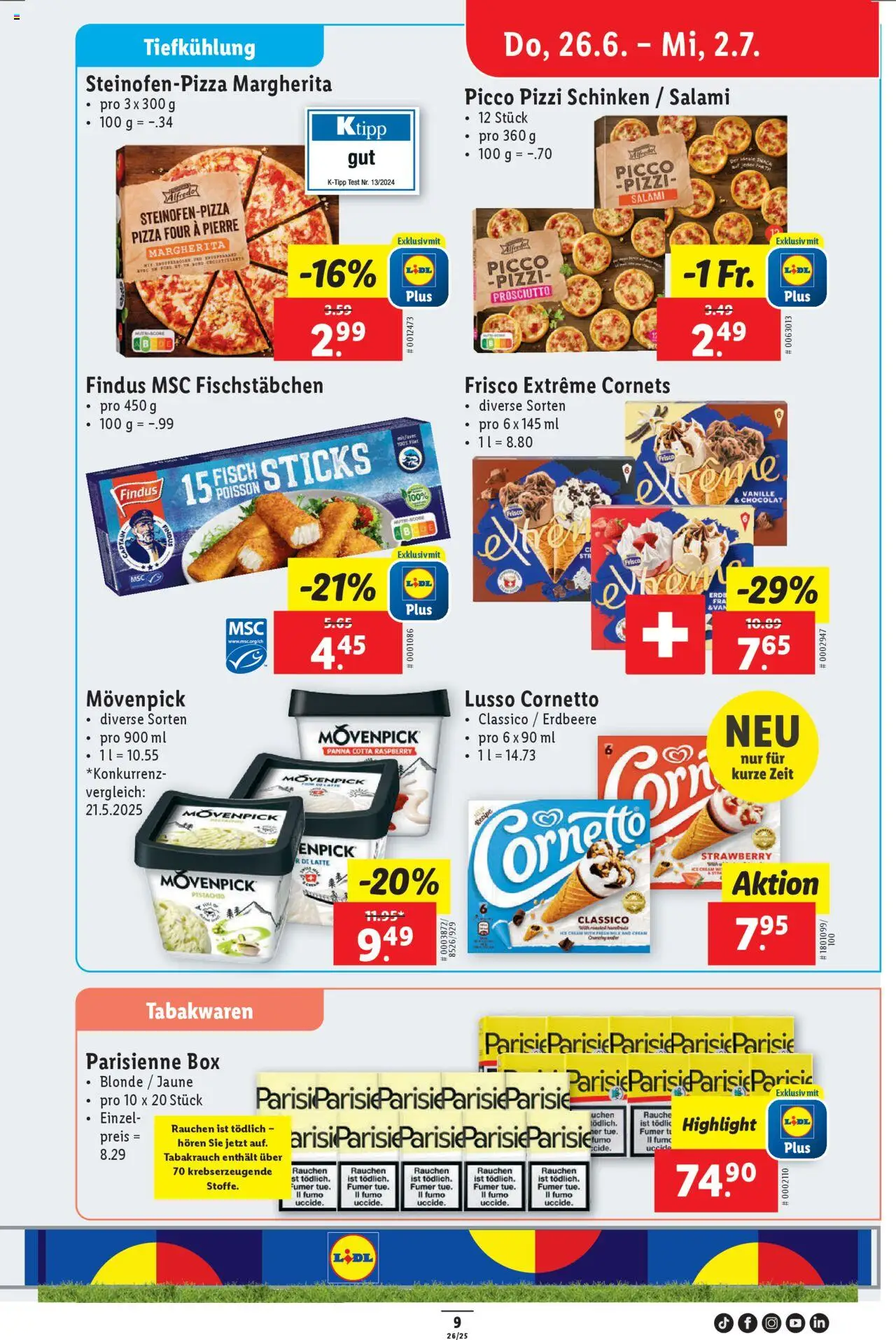 Lidl Aktionen ab 26.06.2025 | Seite: 15 | Produkte: Box, Schinken, Pizza, Fisch