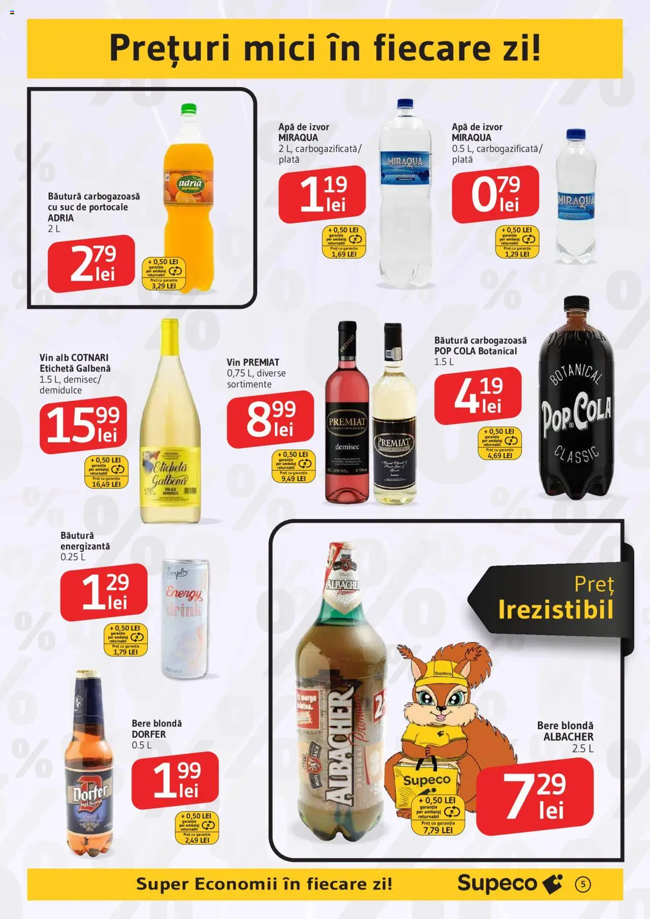 Supeco catalog - Prim Pret – valabil de la 28.08.2025 | Pagină: 5 | Produse: Mici, Suc, Bere, Portocale