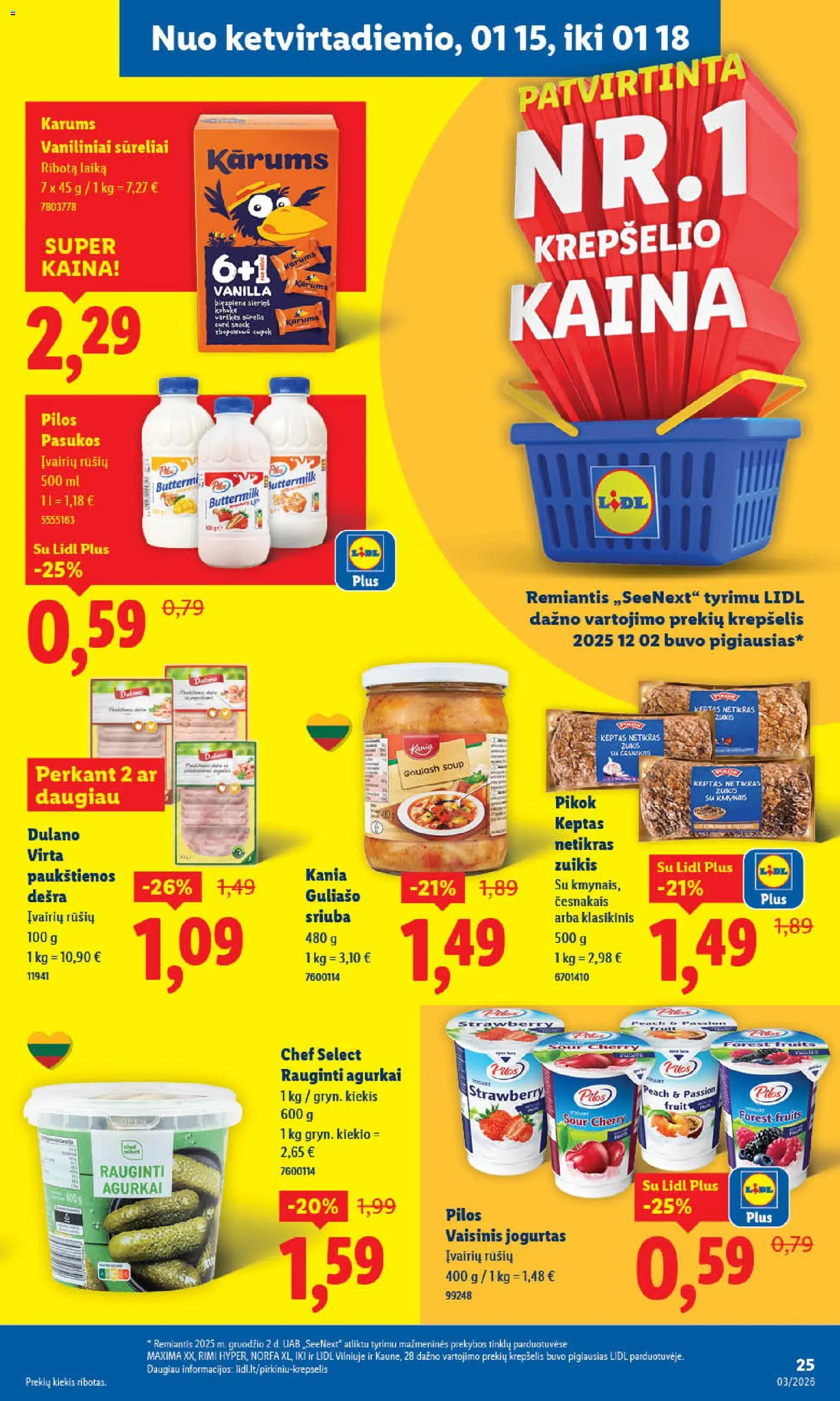 LIDL akcijos nuo 12.01.2026 | Puslapis: 27 | Prekių: Agurkai, Sūrelis, Jogurtas, Krepšelis