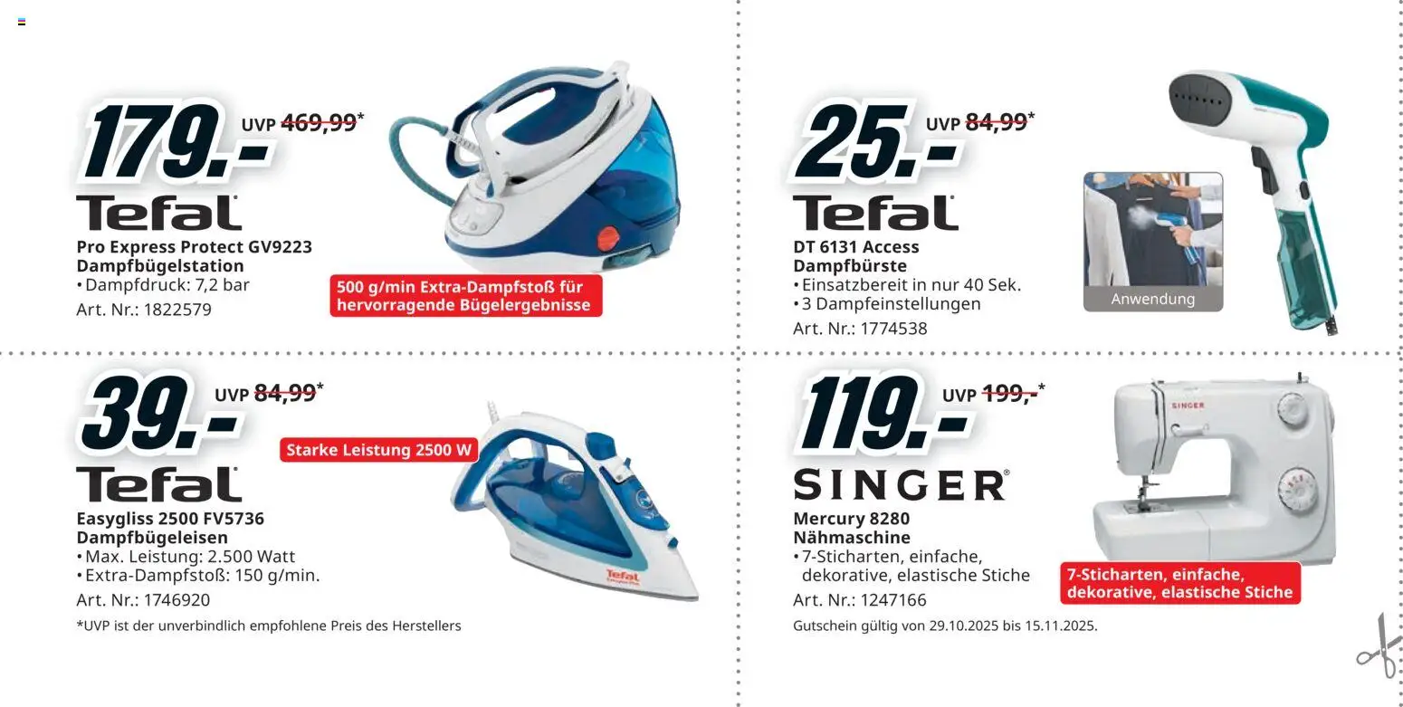 Media Markt Black Friday gültig ab 29.10.2025 | Seite: 22 | Produkte: Nähmaschine