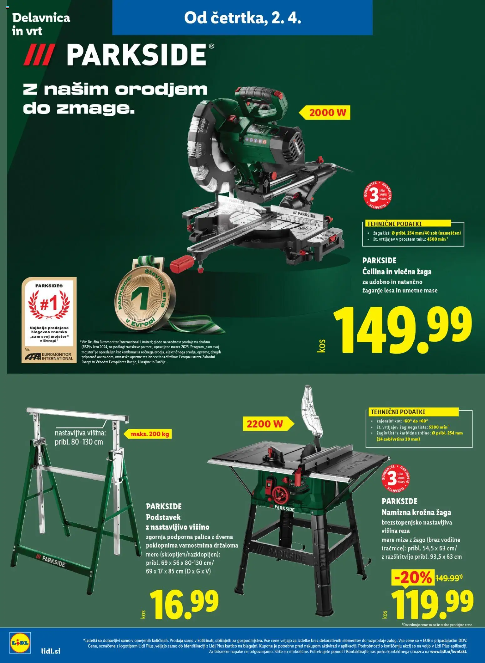Novi Lidl katalog ponudbe – veljaven od 02.04.2026 | Stran: 40 | Izdelki: Krožna žaga