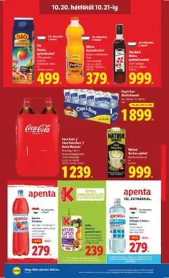 Coca Cola* / Coca Cola Zero* / Fanta Narancs*, Kizárólag 2 db-os összecsomagolásban! +2x50 Ft betétdíj 2 x 2 l - amely érvényes a következő dátumtól: 16.10.2025 | Oldal: 62
