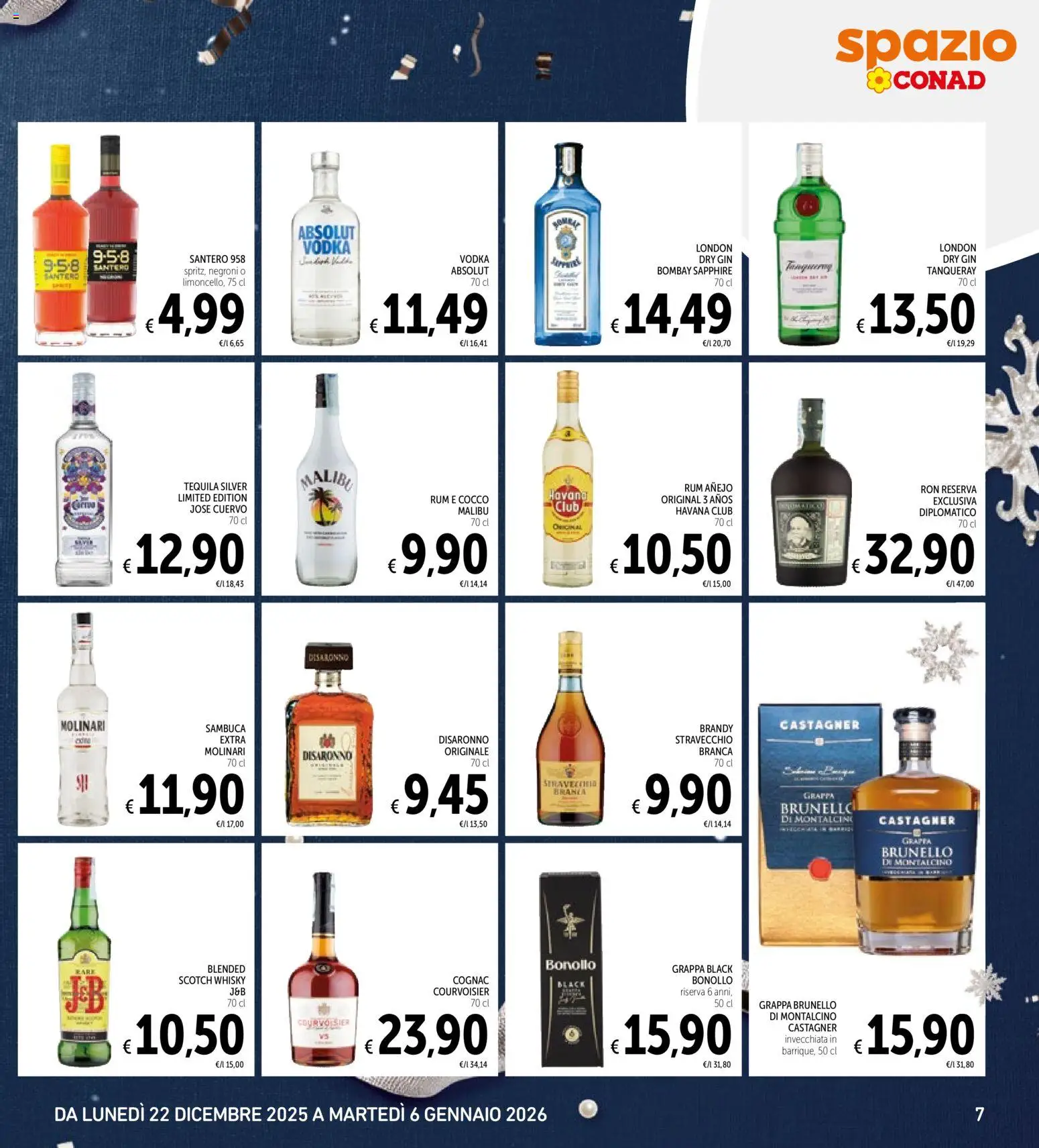 Volantino Spazio Conad del 22.12.2025 | Pagina: 7 | Prodotti: Gin, Vodka, Rum, Cocco