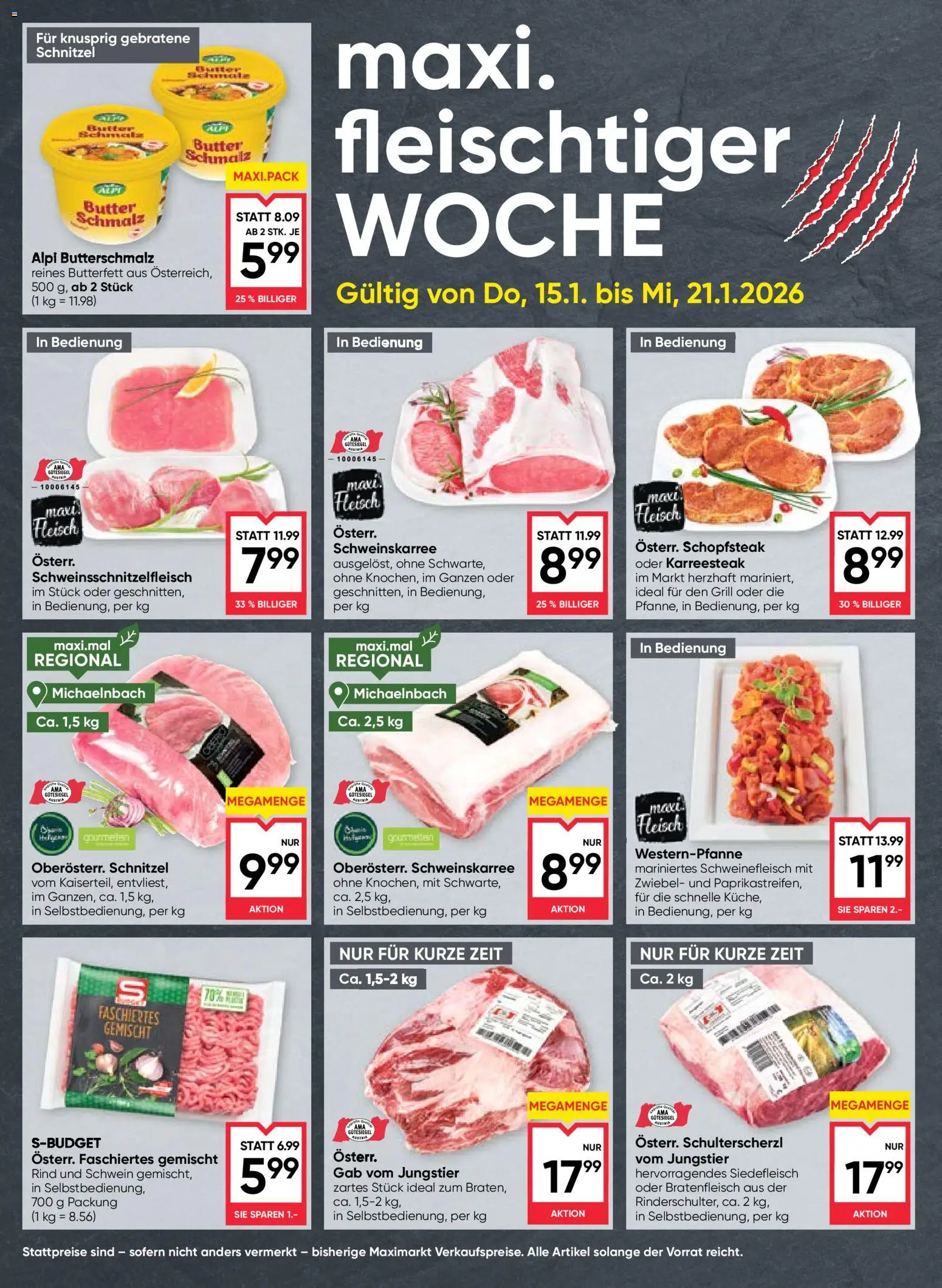 Maximarkt Flugblatt gültig ab 15.01.2026 | Seite: 2 | Produkte: Dolce gusto kapszula, Grill, Butter, Schweinefleisch