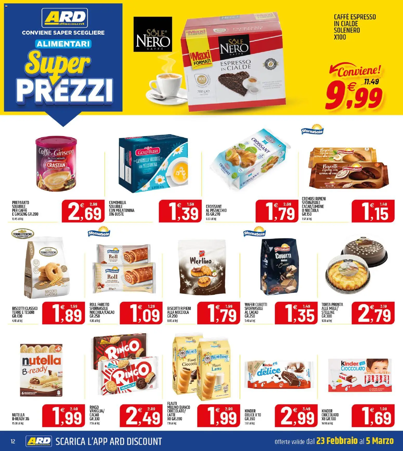 Volantino ARD Discount del 23.02.2026 | Pagina: 12 | Prodotti: Cioccolato, Mele, Latte, Torta