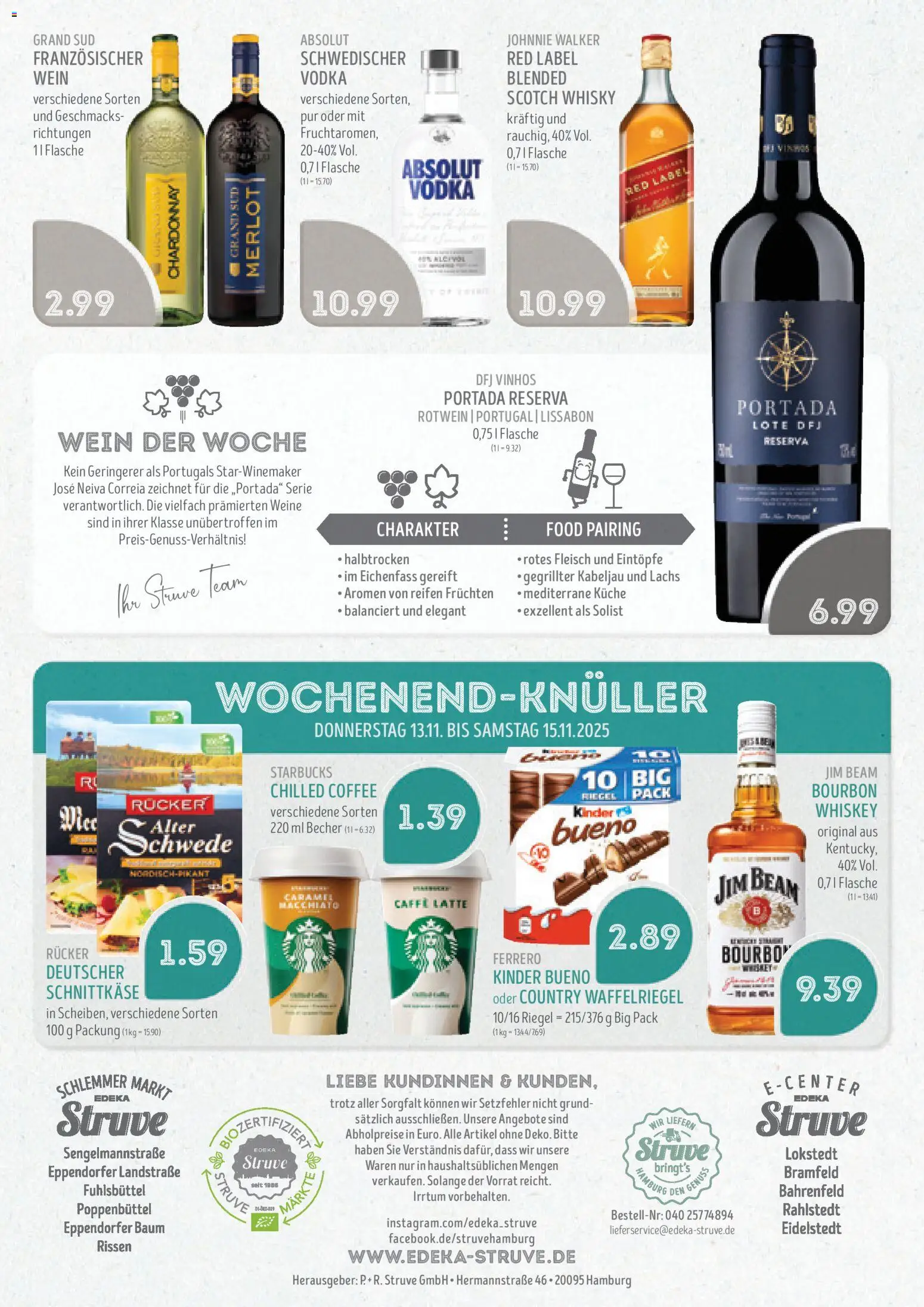 Edeka Struve Prospekt 	 – gültig ab 10.11.2025 | Seite: 16 | Produkte: Whisky, Jim beam, Kinder bueno, Wein