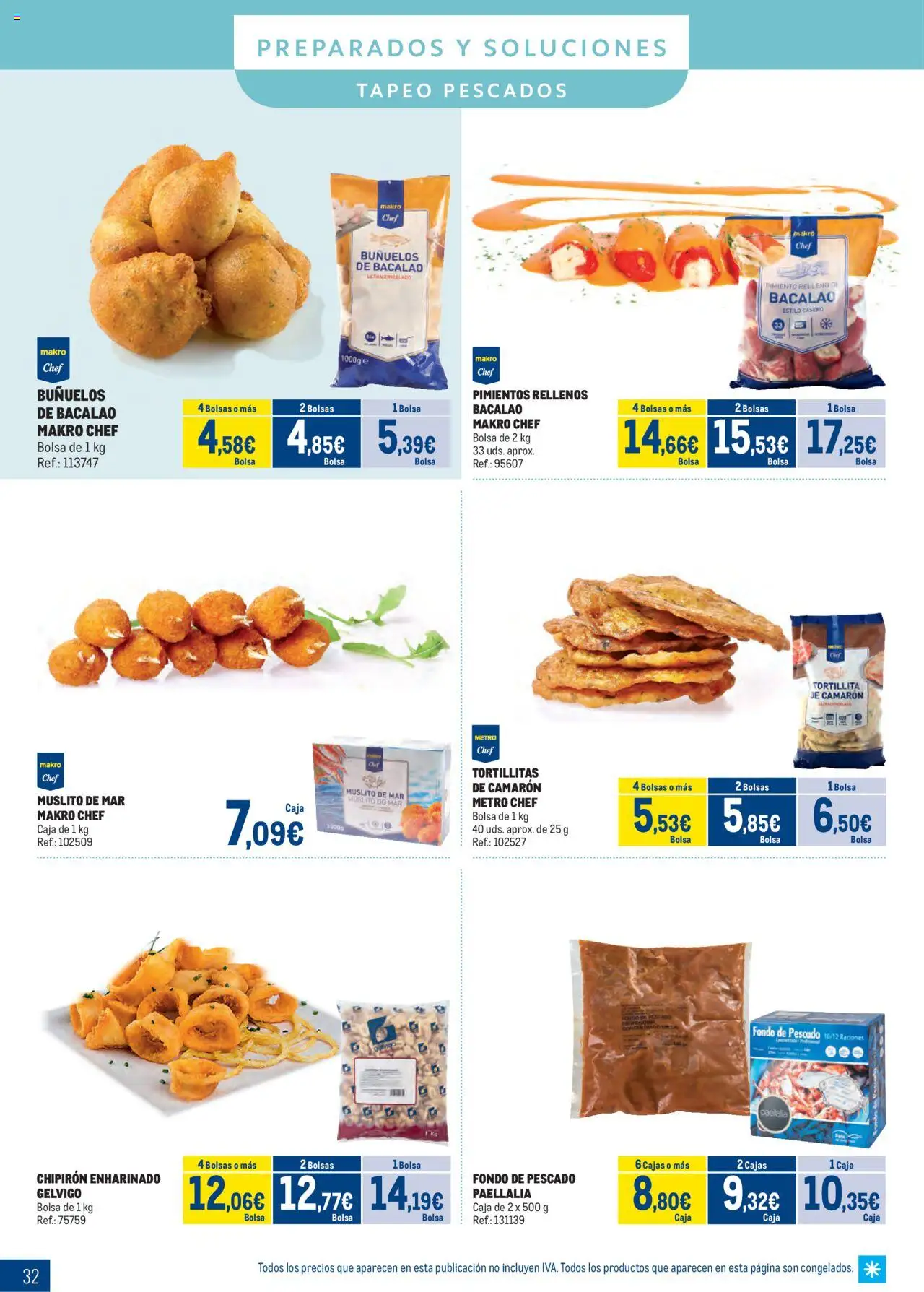 Makro - Congelados Centro │ válido desde el 04.08.2025 | Página: 32 | Productos: Pescado, Κάδος απορρυμάτων, Bolsa, Caja