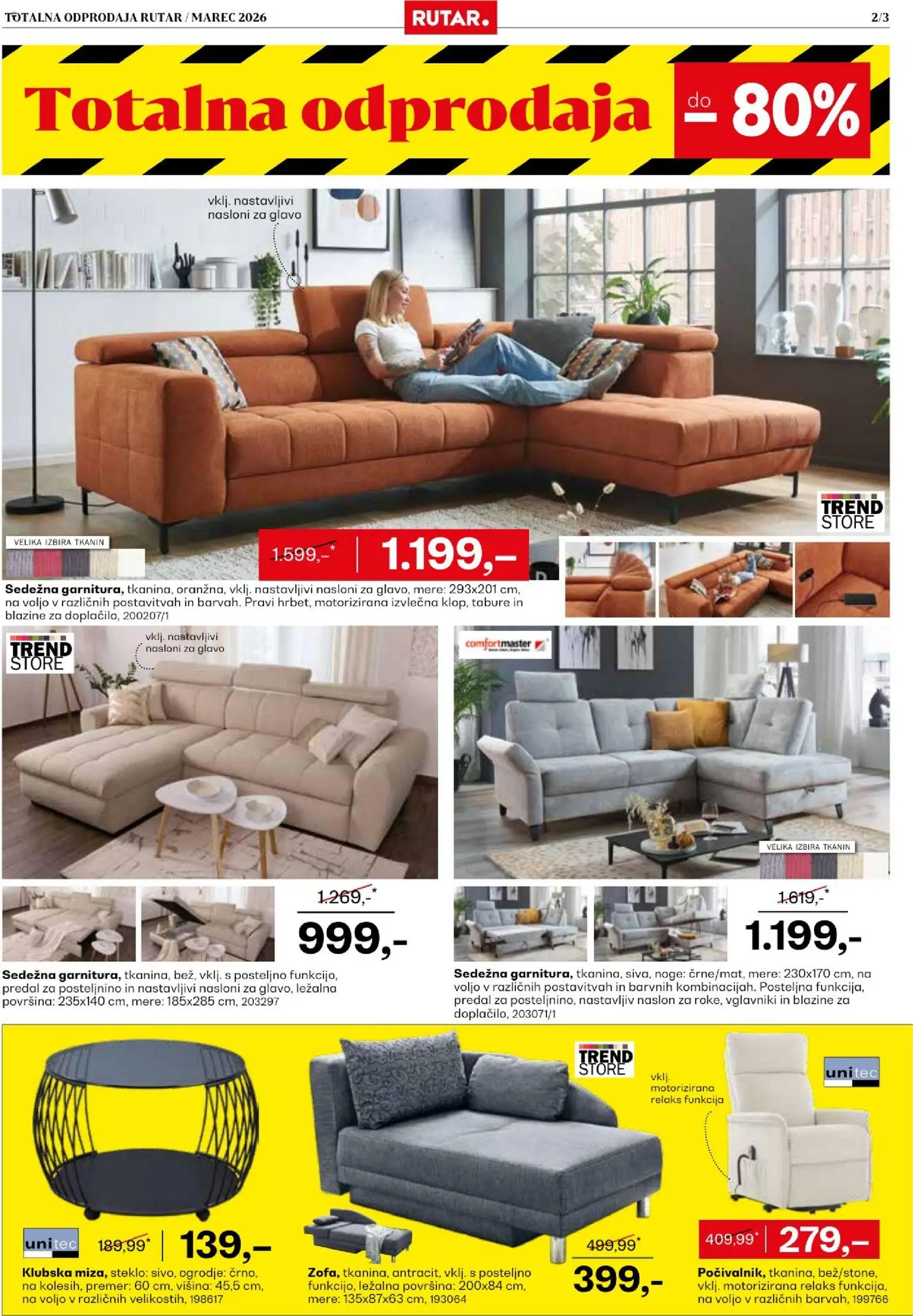 Novi Rutar katalog ponudbe – veljaven od 18.03.2026 | Stran: 2 | Izdelki: Tabure