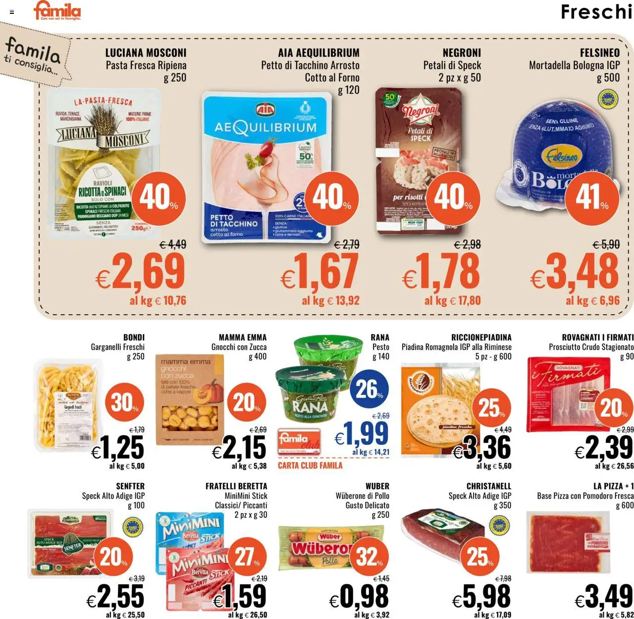 Volantino Famila del 18.09.2025 | Pagina: 8 | Prodotti: Tè, Latte, Prosciutto, Mortadella