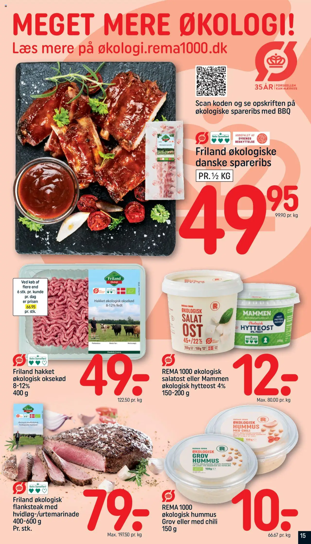 Rema 1000 Tilbudsavis gyldig fra 29.06.2025 | Side: 15 | Produkter: Oksekød, Salat, Salatost, Spareribs