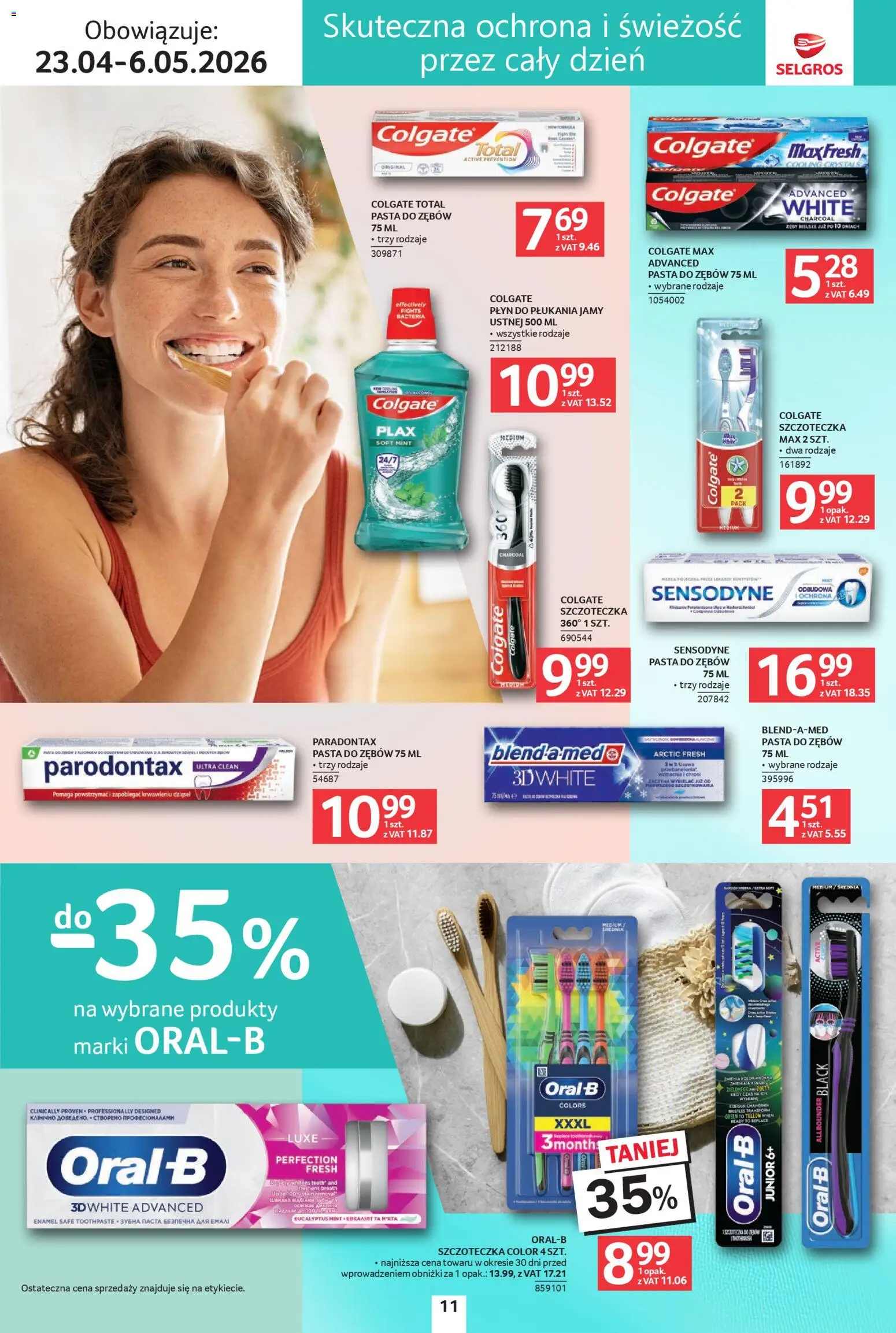 Selgros cash&carry gazetka - Uroda od 23.04.2026 | Strona: 11 | Produkty: Pasta do zębów