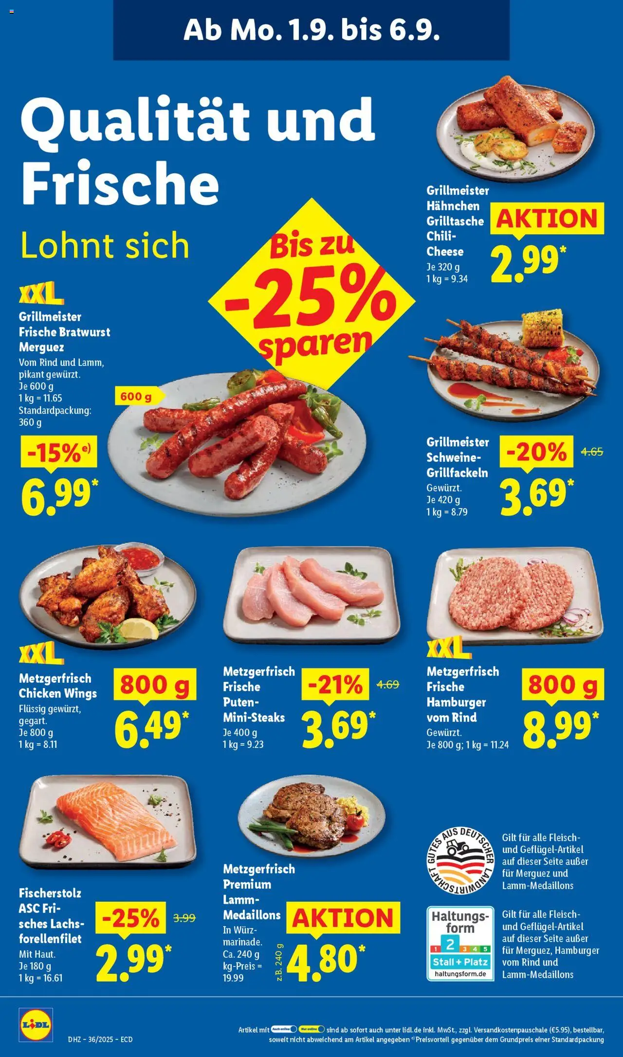 Lidl Prospekt 	 - gültig ab dem 01.09.2025 | Seite: 12 | Produkte: Hahnchen, Lachs, Chili, Fleisch