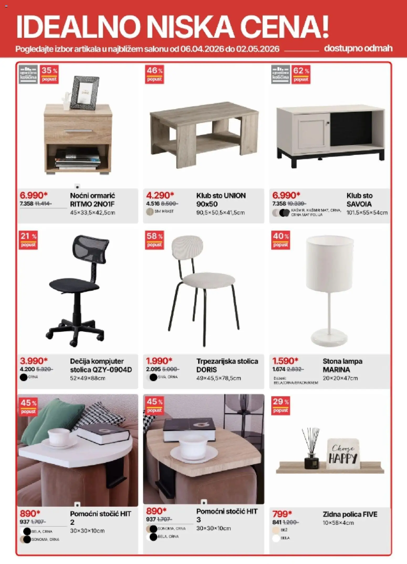 Forma Ideale katalog - važi od 06.04.2026 | Strana: 2 | Proizvode: Polica, Sto, Stolica, Lampa