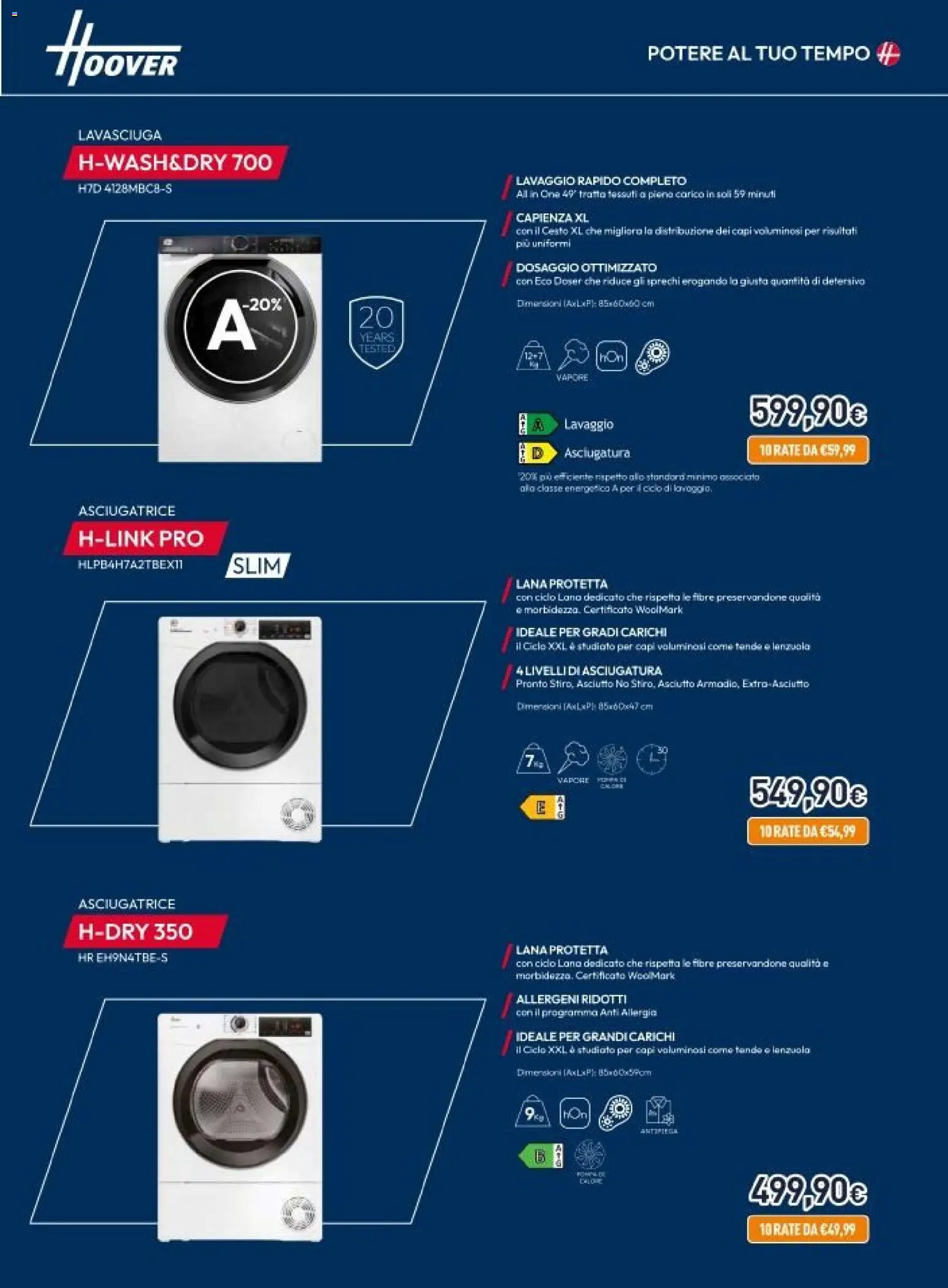Volantino Unieuro del 20.03.2026 | Pagina: 7 | Prodotti: Lavasciuga, Asciugatrice, Lenzuola