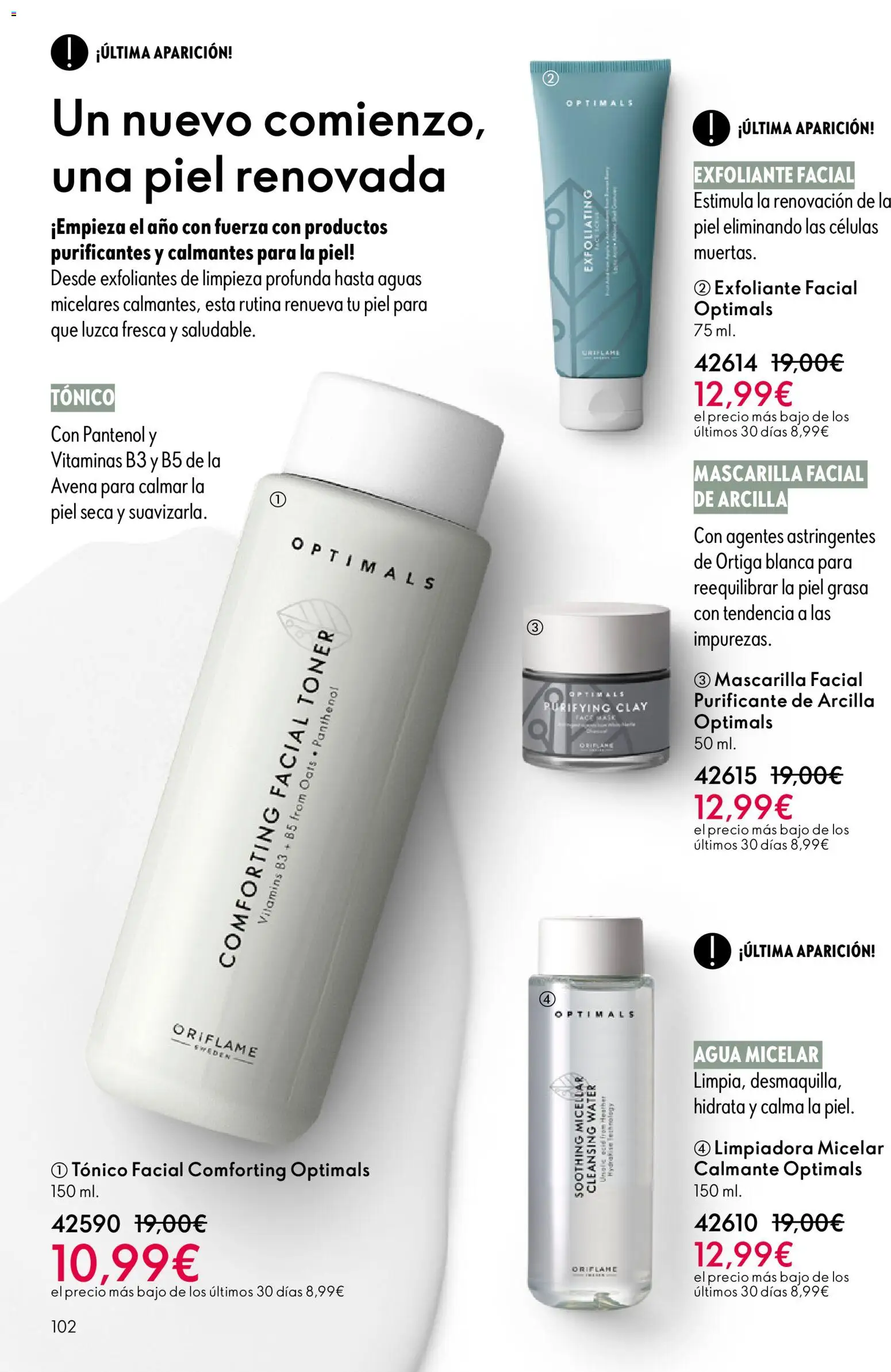 Oriflame - Catálogo Campaña 1 │ válido desde el 31.12.2025 | Página: 102 | Productos: Agua micelar, Mascarilla facial, Γαύρος, Toner