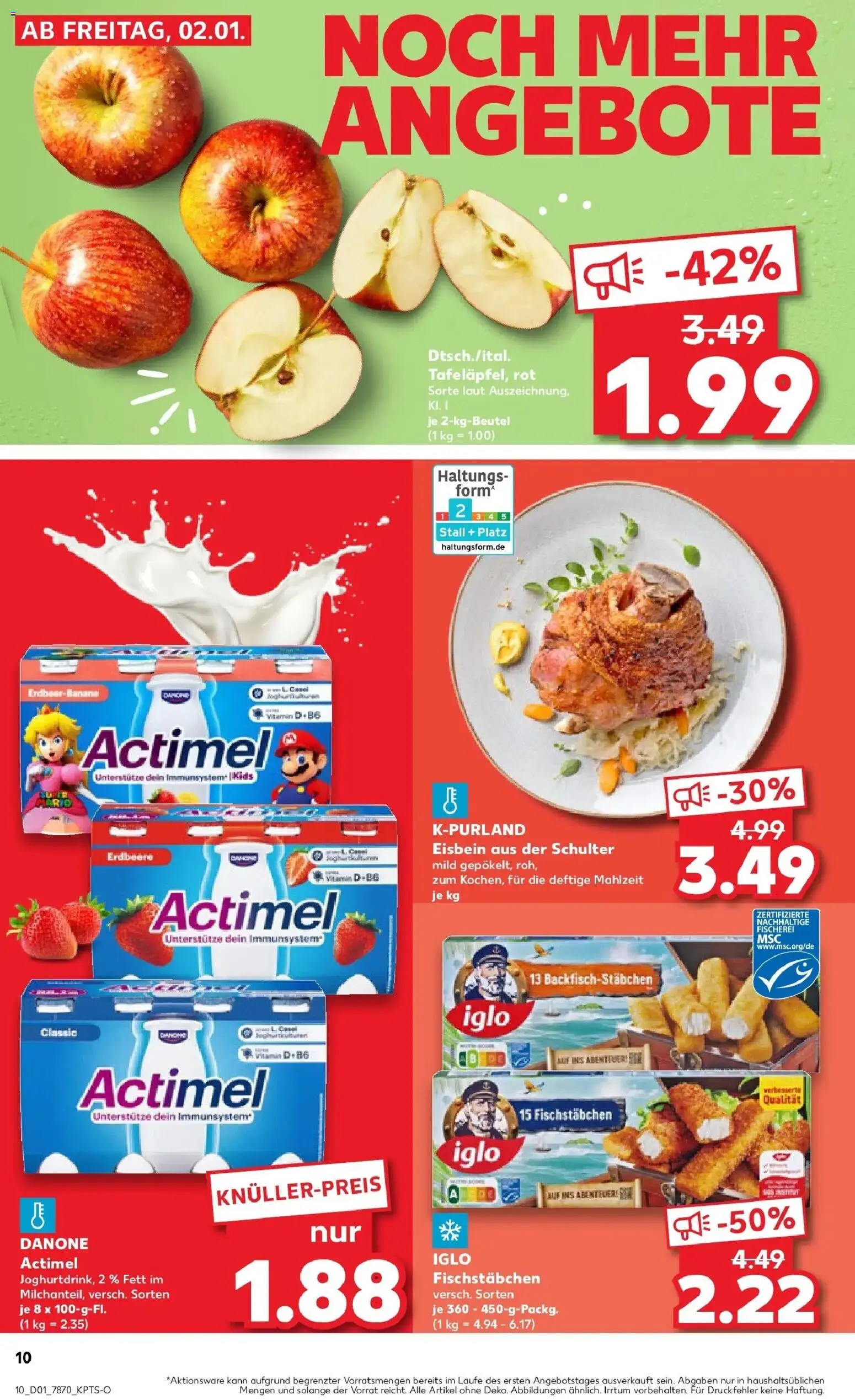 Kaufland prospekt Weingarten	 – gültig ab 05.01.2026 | Seite: 10 | Produkte: Actimel, Iglo, Fischstabchen