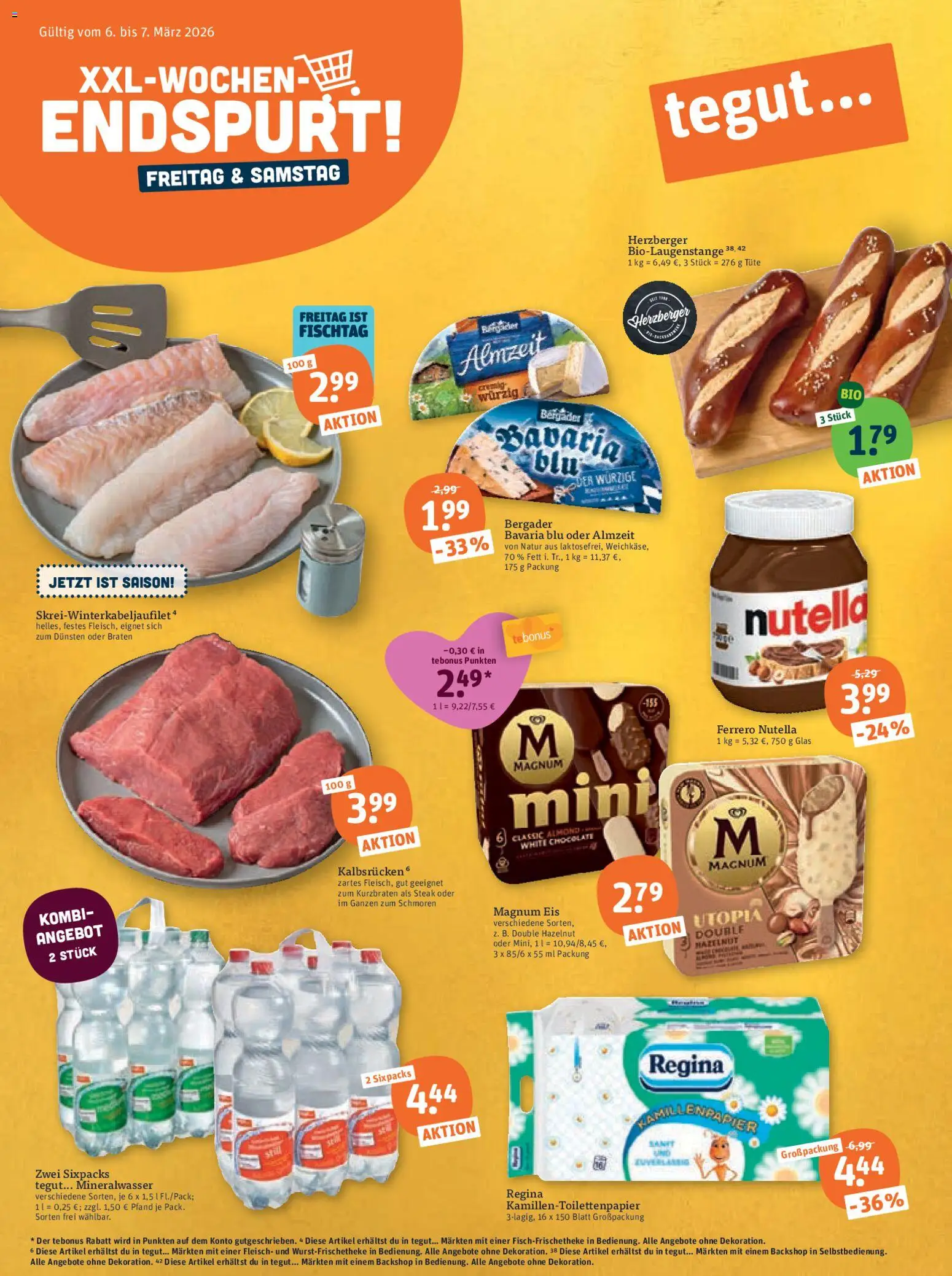 Tegut Prospekt 	 – gültig ab 02.03.2026 | Seite: 1 | Produkte: Mineralwasser, Steak, Fleisch, Eis