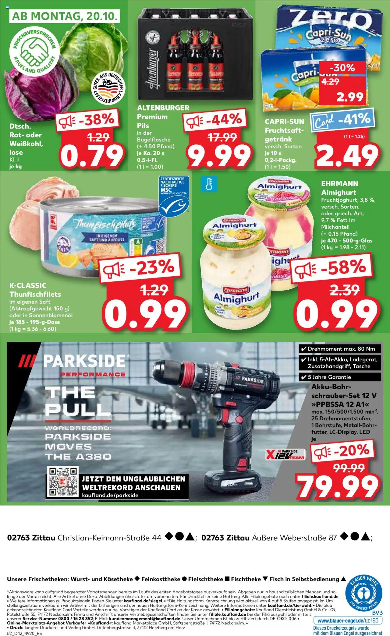 Kaufland Prospekt 	 – gültig ab 16.10.2025 | Seite: 52 | Produkte: Ehrmann almighurt, Sonnenblumenol, Fisch, Wurst