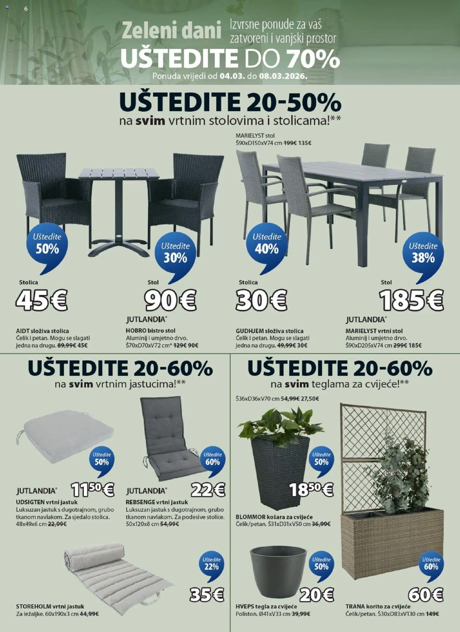JYSK katalog | vrijedi od 04.03.2026 | Stranica: 6 | Proizvodi: Cvijeće, Jastuk, Stol, Stolica