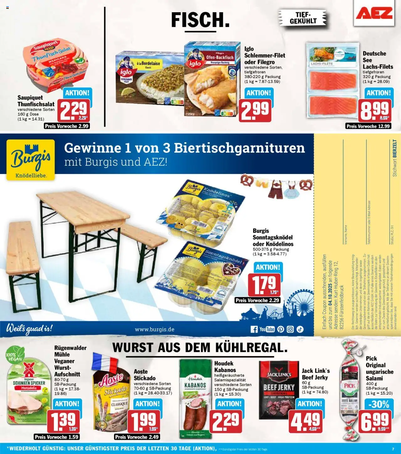 AEZ Prospekt 	 – gültig ab 22.09.2025 | Seite: 7 | Produkte: Mühle, Iglo, Wurst, Salat