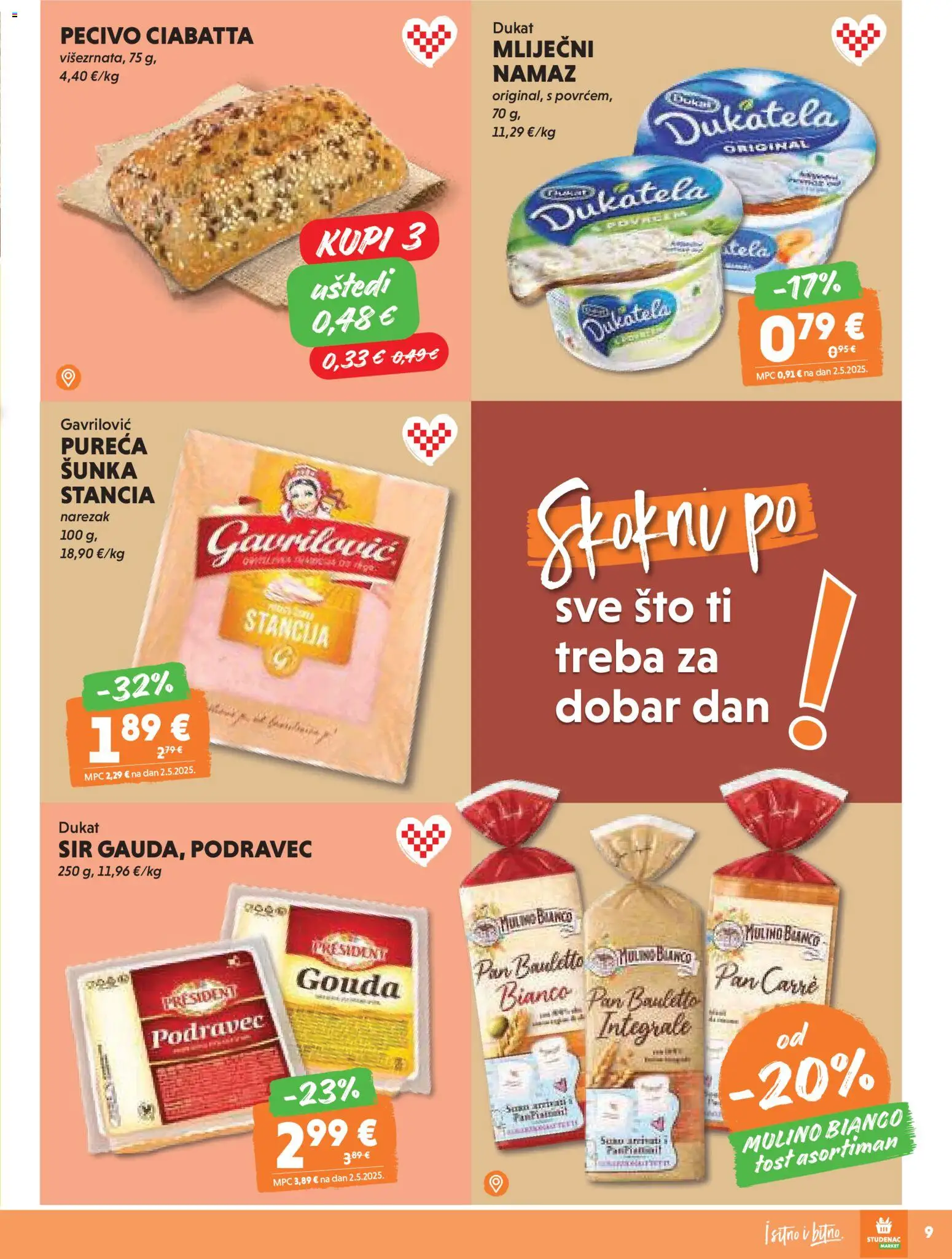 Studenac katalog | vrijedi od 12.11.2025 | Stranica: 9 | Proizvodi: Sir, Narezak, Pecivo, Gouda