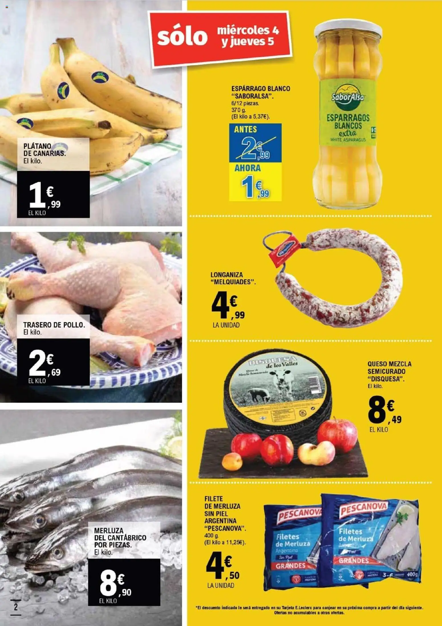 E.Leclerc folleto Salamanca │ válido desde el 04.03.2026 | Página: 2 | Productos: Queso, Filetes de merluza, Longaniza, Filete