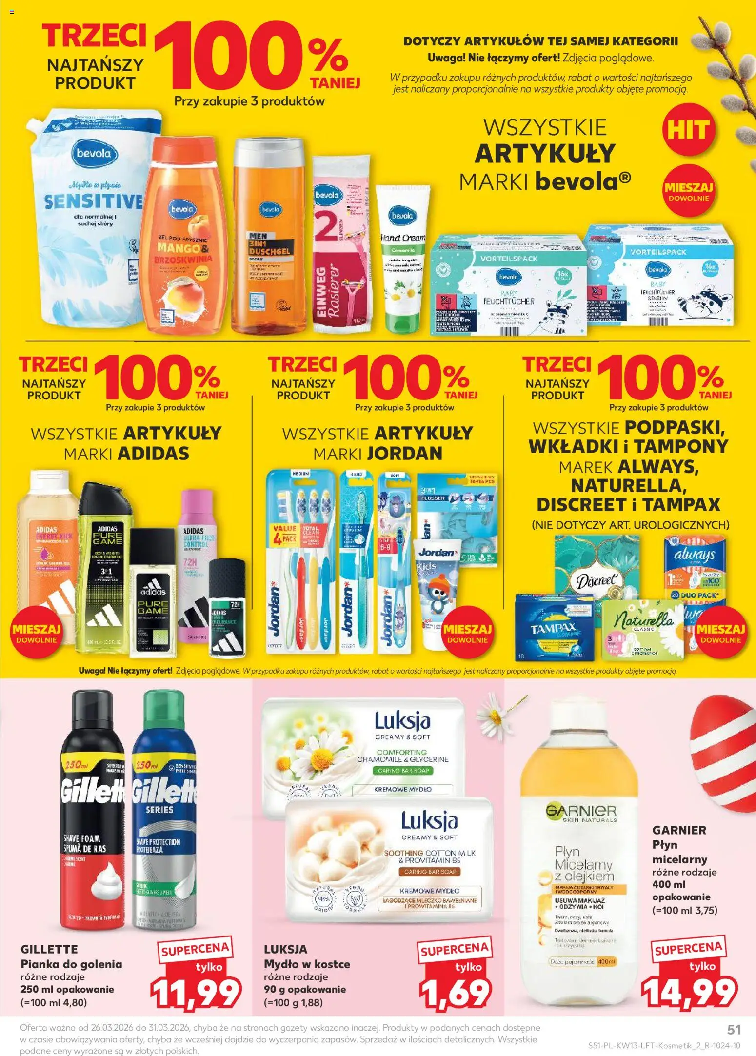 Kaufland gazetka od 26.03.2026 | Strona: 51 | Produkty: Gillette, Tampony, Pianka do golenia, Mydło
