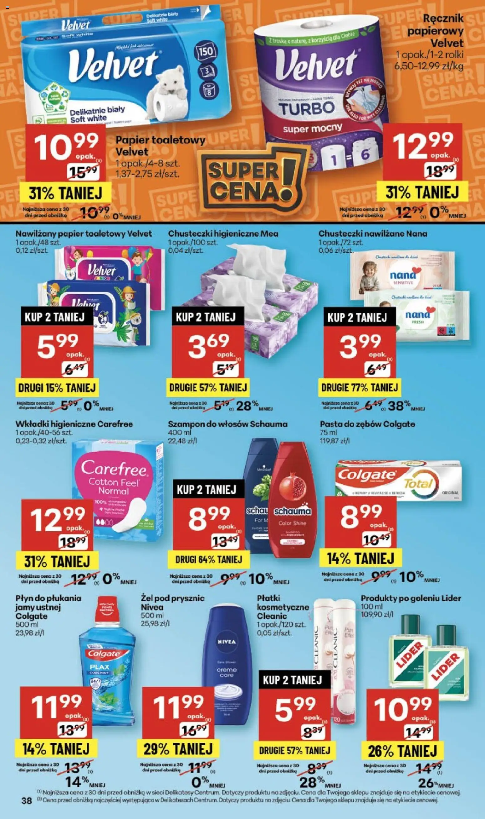 Delikatesy Centrum Gazetka - Sklepy Własne od 20.11.2025 | Strona: 38 | Produkty: Prysznic, Wkładki higieniczne, Szampon, Żel pod prysznic