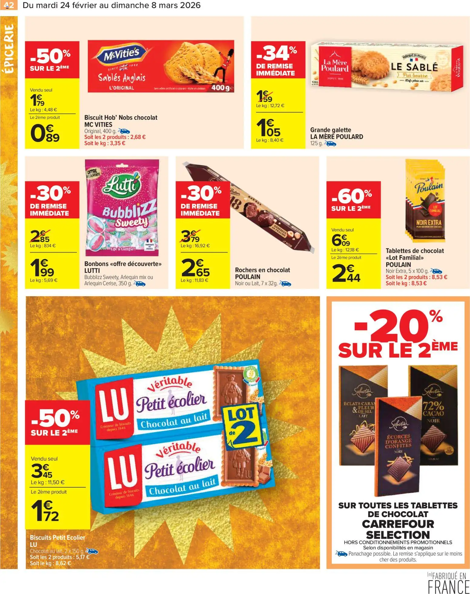 {H1} | Page: 44 | Produits: Tablettes de chocolat, Lait, Beurre, Bonbons