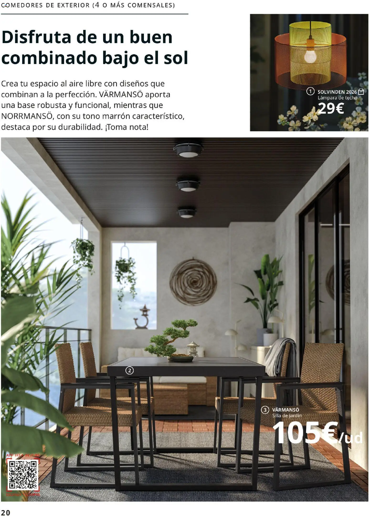 Catálogo IKEA Muebles de exterior │ válido desde el 17.12.2025 | Página: 20 | Productos: Lámpara de techo, Silla, Lámpara
