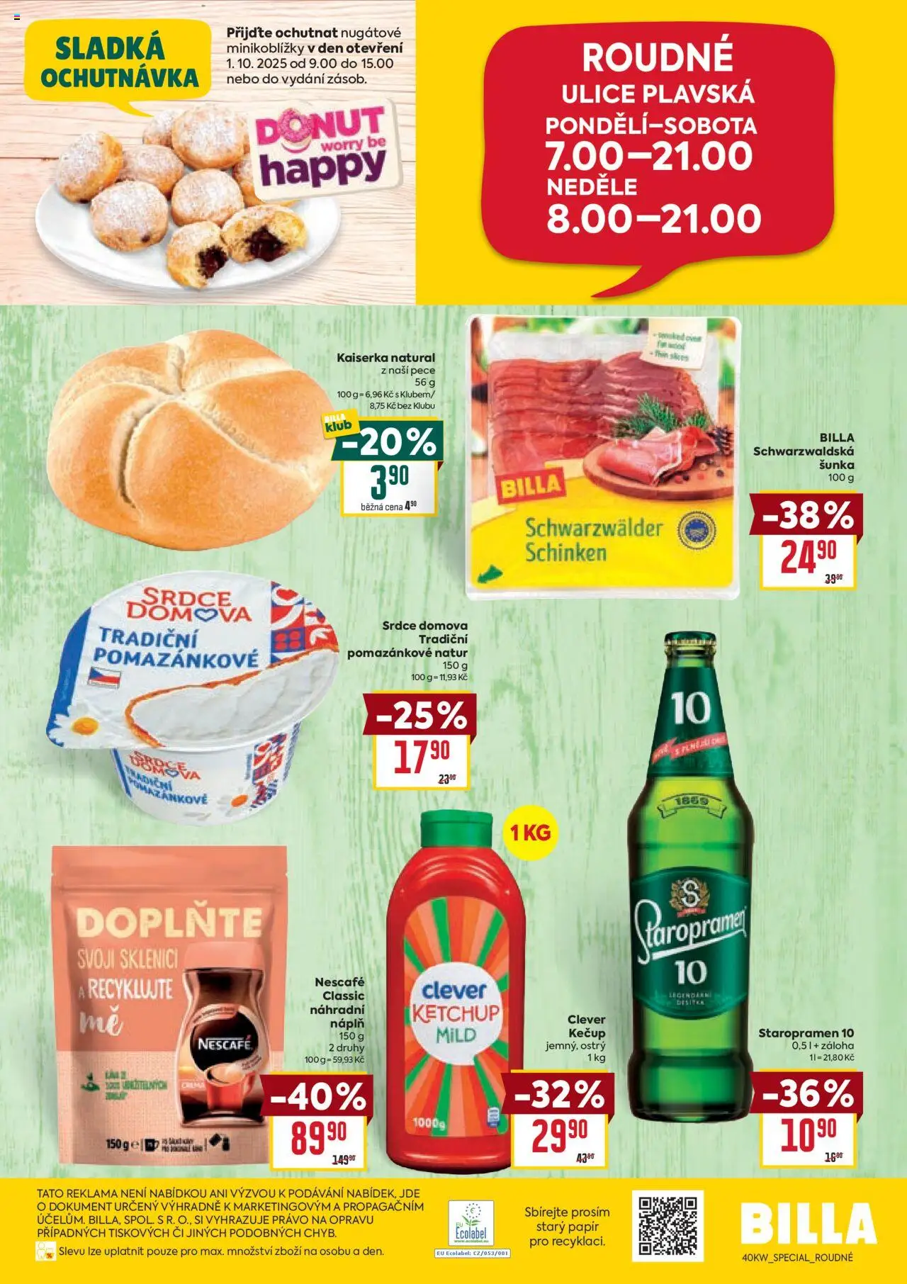 Billa leták - Speciál: Roudné od 01.10.2025 | Strana: 4 | Produkty: Staropramen, Kaiserka, Kečup, Clever