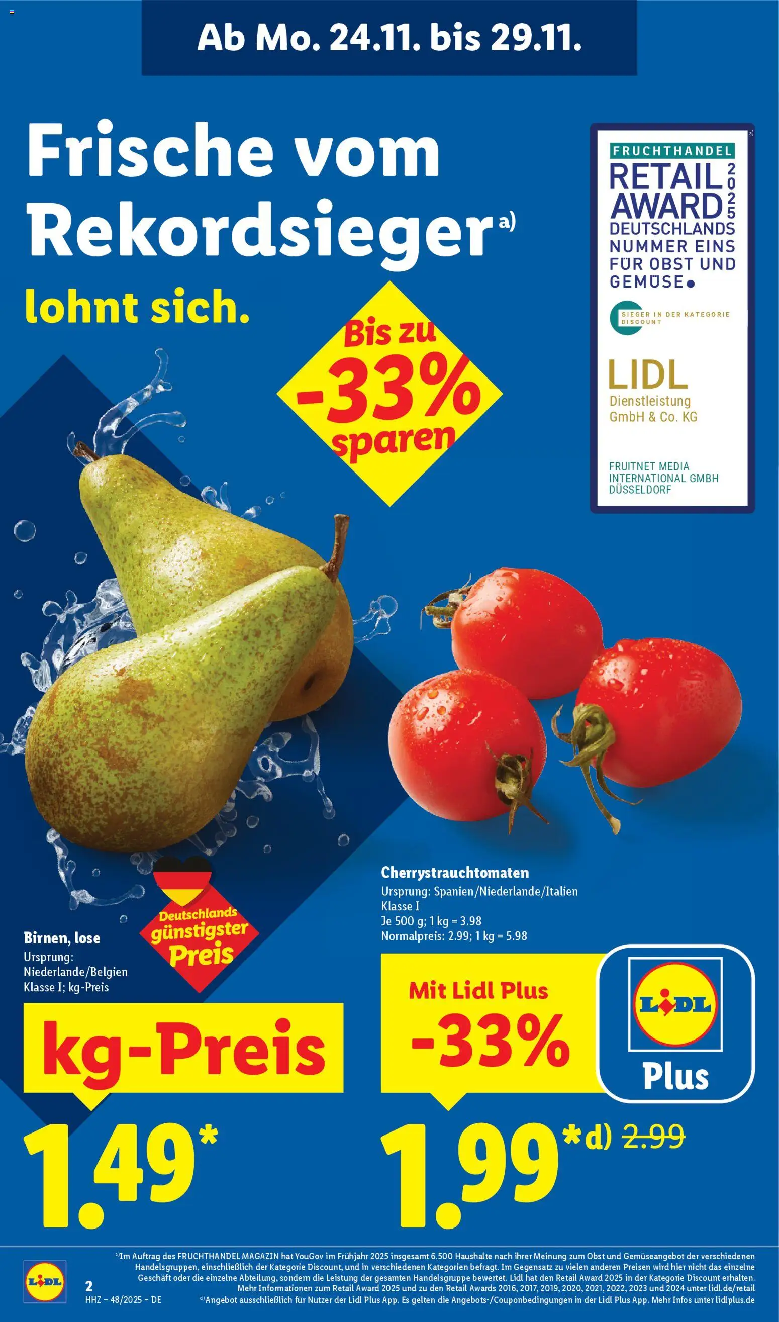 Lidl - Prospekt – gültig ab 24.11.2025 | Seite: 2 | Produkte: Gemüse, Obst