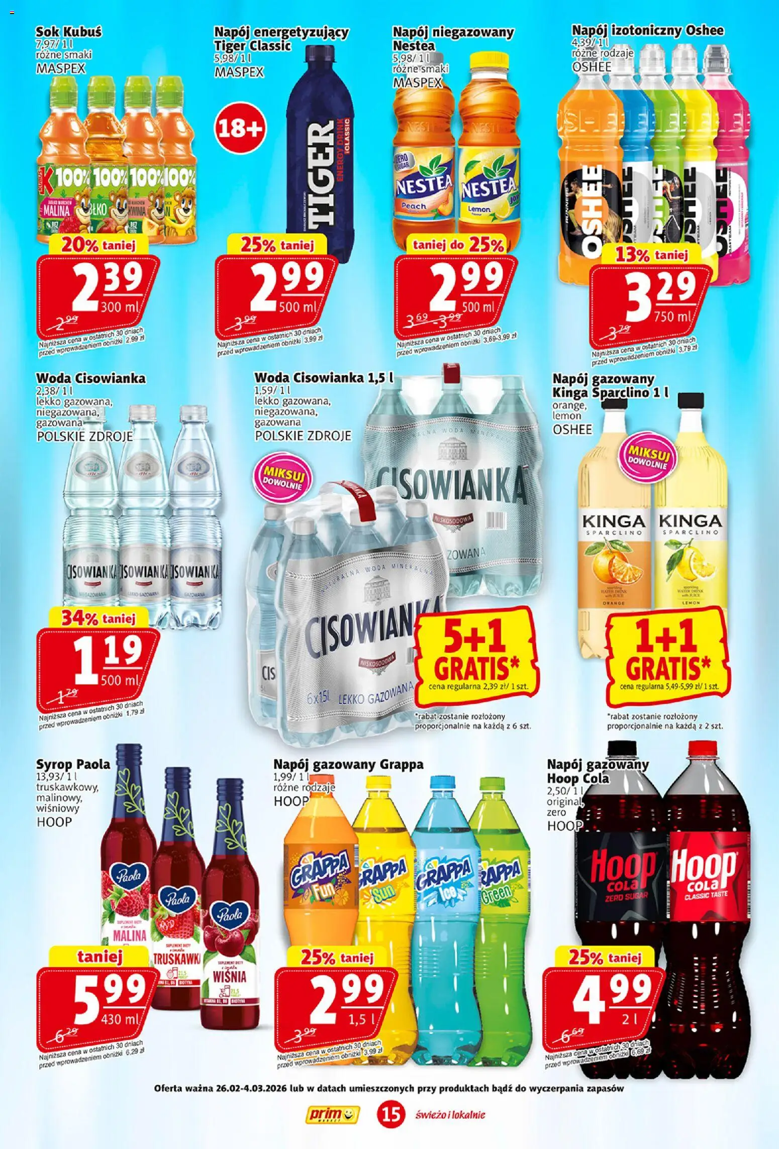 Prim Market Gazetka od 26.02.2026 | Strona: 15 | Produkty: Malina, Grappa, Truskawki, Woda