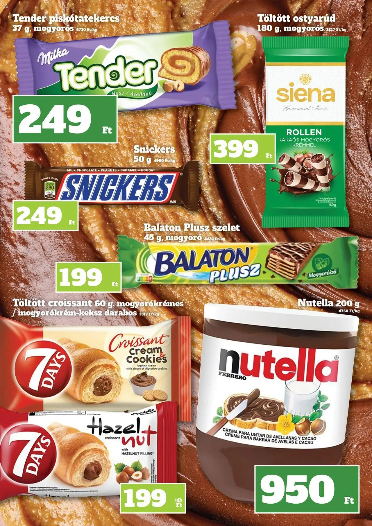 Family Diszkont akciós ujság - amely érvényes a következő dátumtól: 07.08.2025 | Oldal: 24 | Termékek: Croissant, Mogyoró, Nutella, Snickers