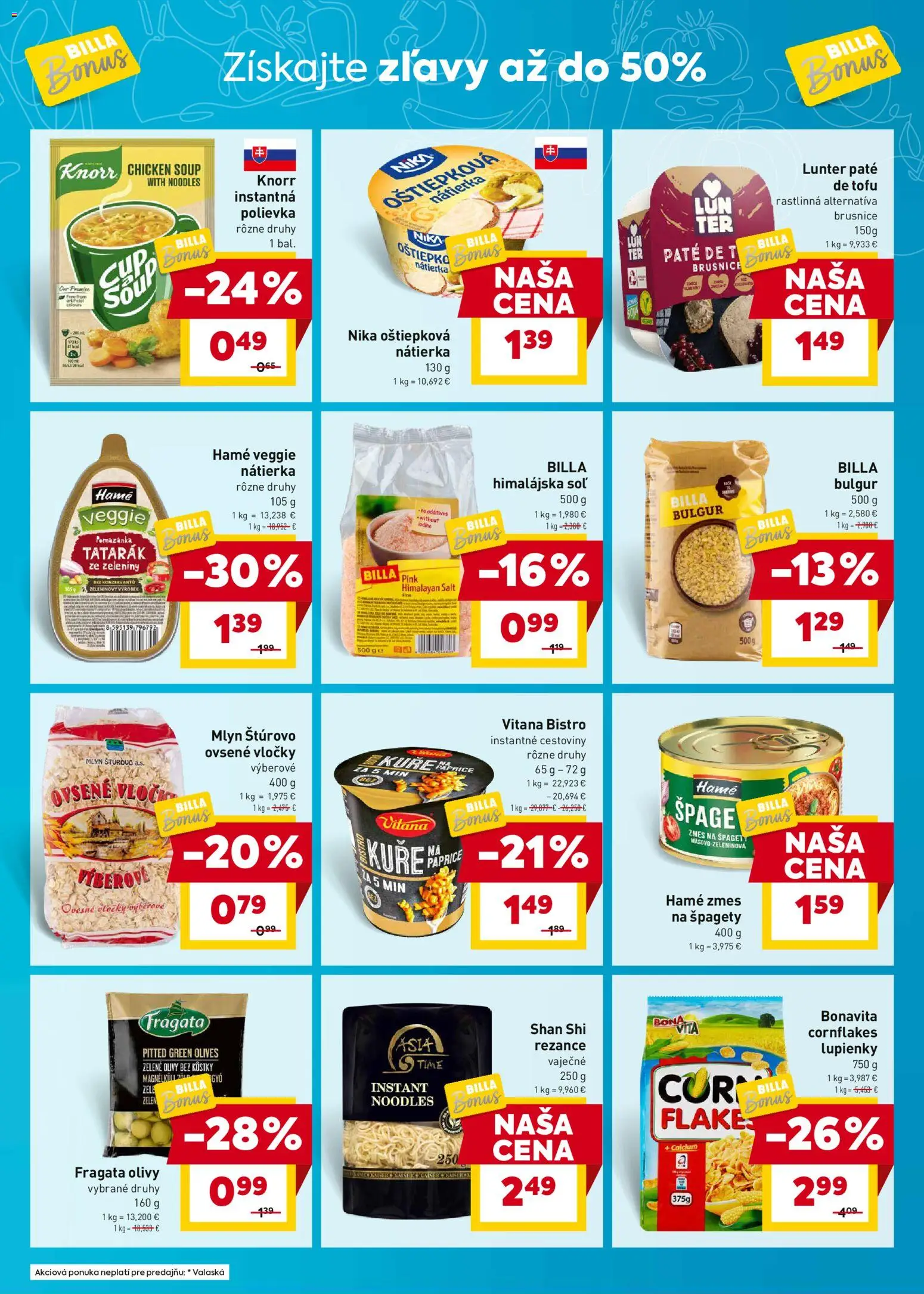 Nové Billa akcie – leták je platný od 07.04.2026 | Strana: 5 | Produkty: Cestoviny, Tofu, Rezance, Vločky