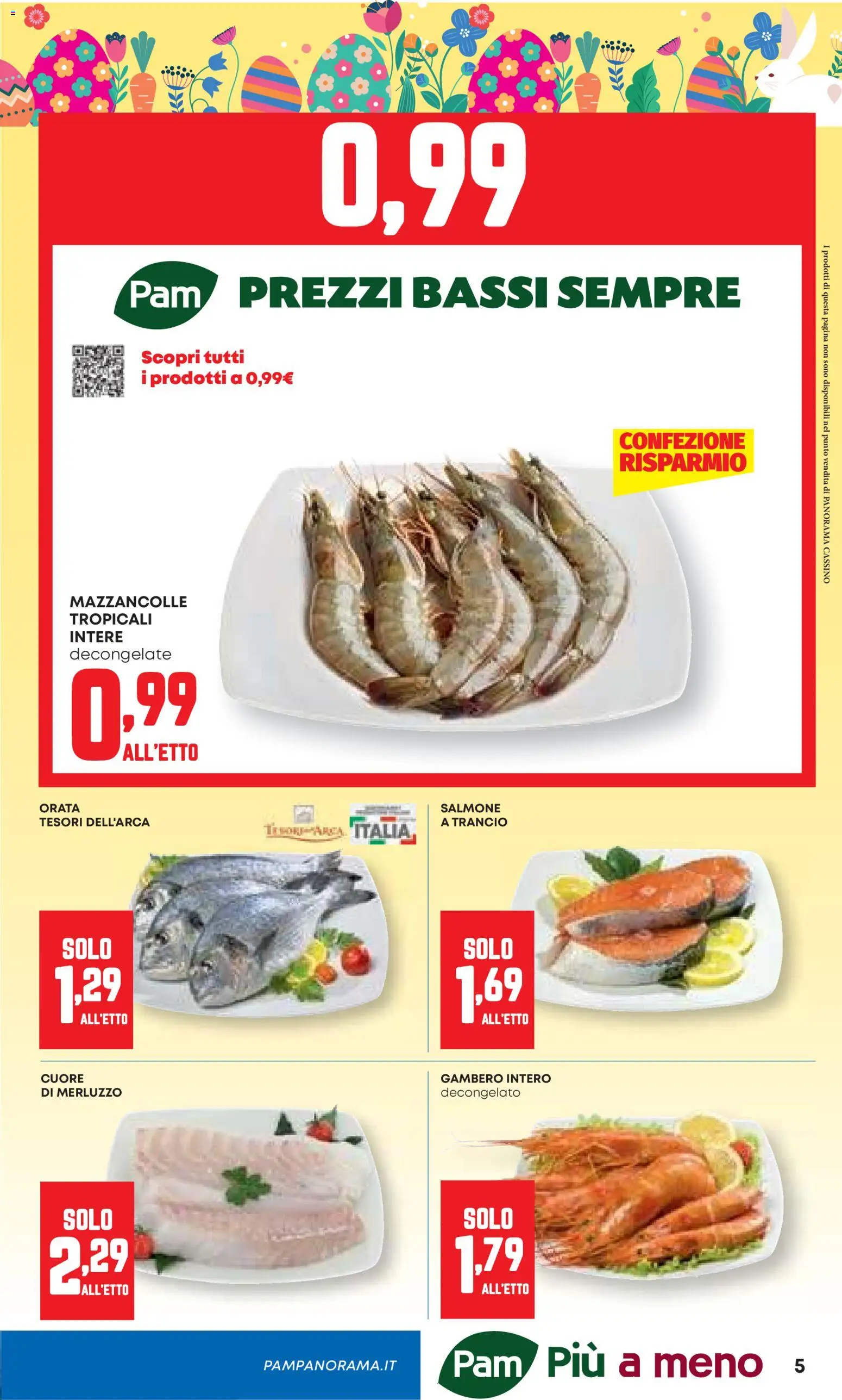 Volantino Panorama del 26.03.2026 | Pagina: 5 | Prodotti: Salmone, Merluzzo, Mazzancolle, Orata