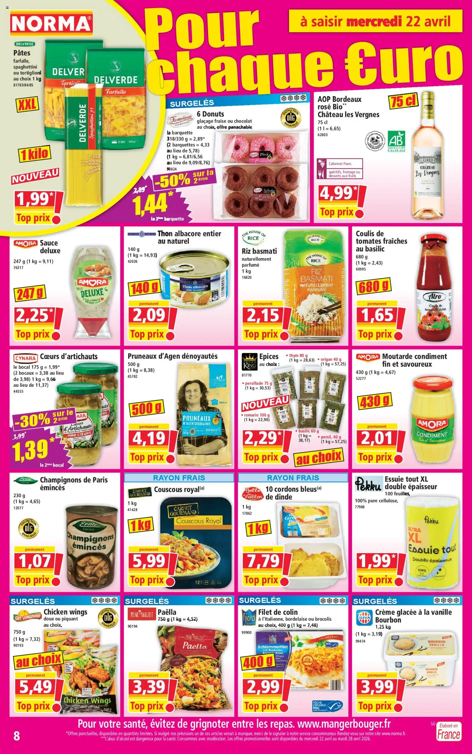 {H1} | Page: 8 | Produits: Fromage, Chocolat, Moutarde, Crème