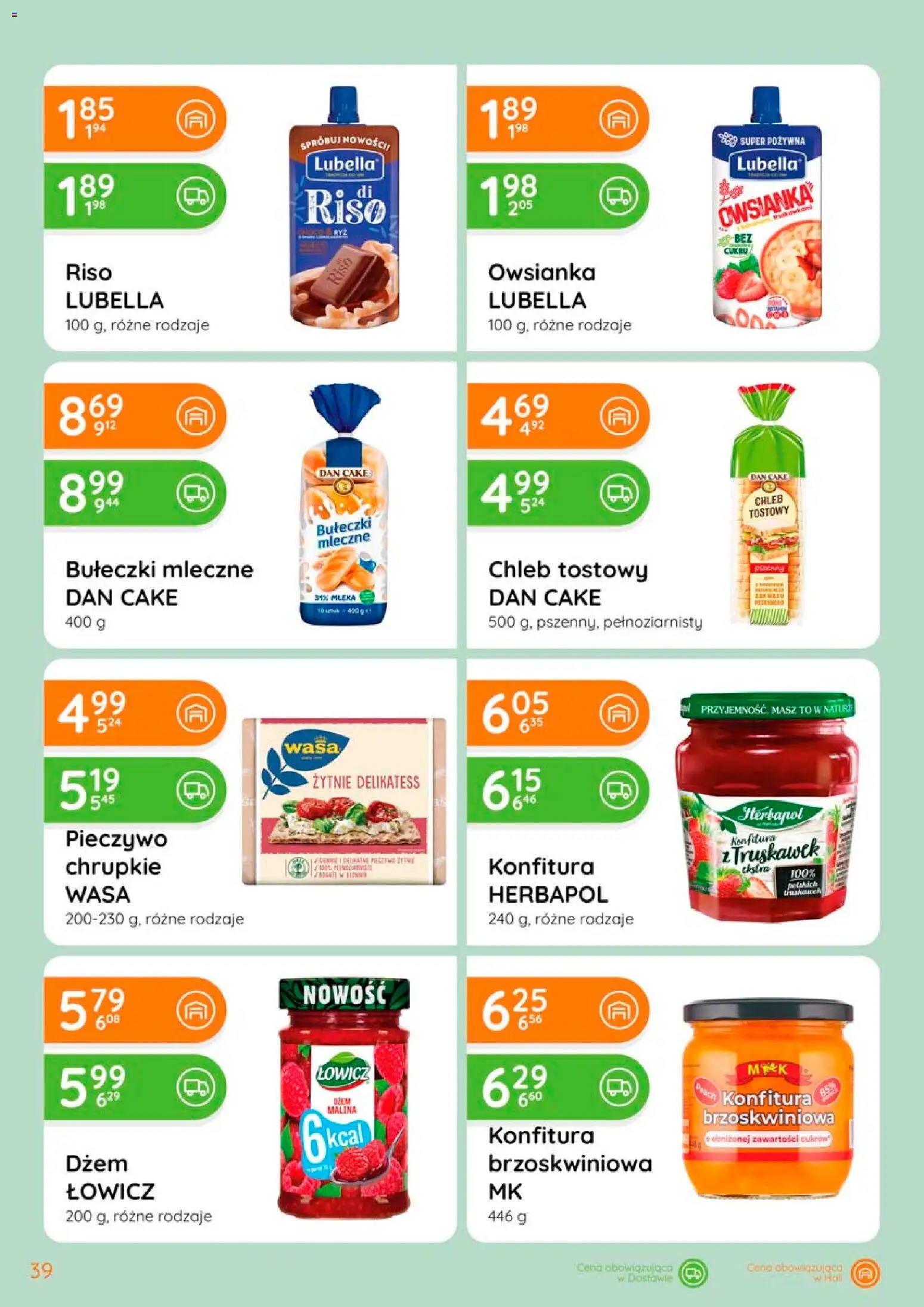 Eurocash gazetka od 02.04.2026 | Strona: 39 | Produkty: Pieczywo, Malina, Owsianka, Chleb tostowy