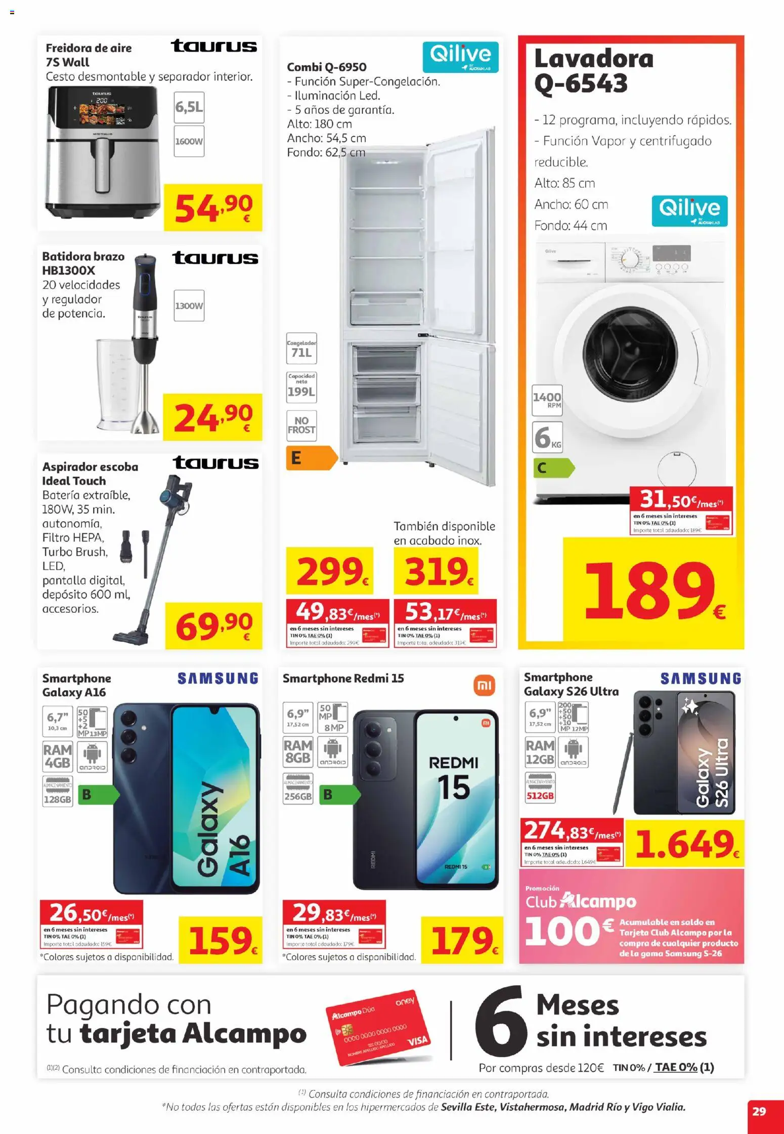 Alcampo Canarias │ válido desde el 05.05.2026 | Página: 29 | Productos: Smartphone Samsung, Lavadora, Freidora, Batería