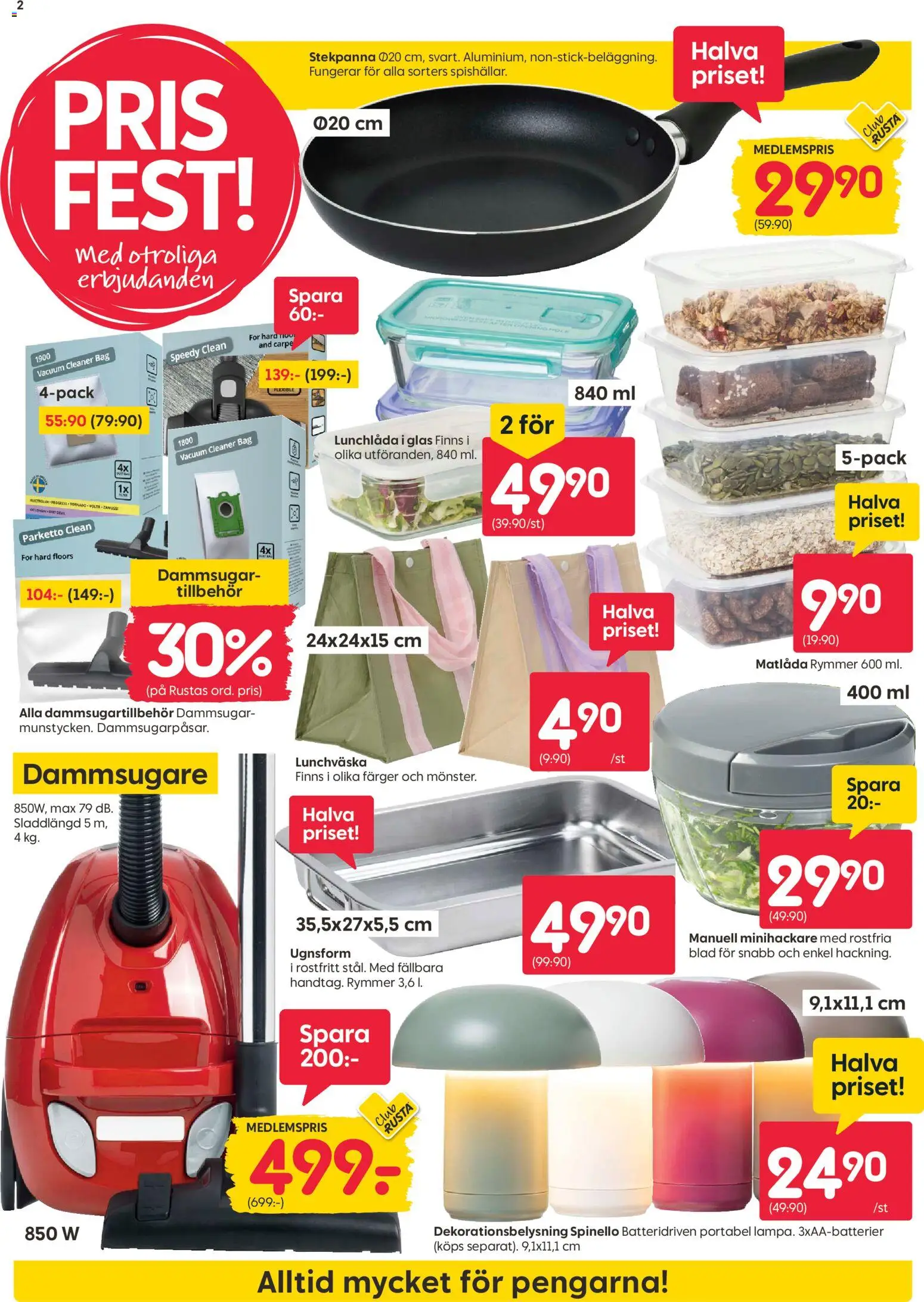 Rusta reklamblad aktuell från 05.01.2026 | Sida: 2 | Produkter: Dammsugare, Matlåda, Stekpanna