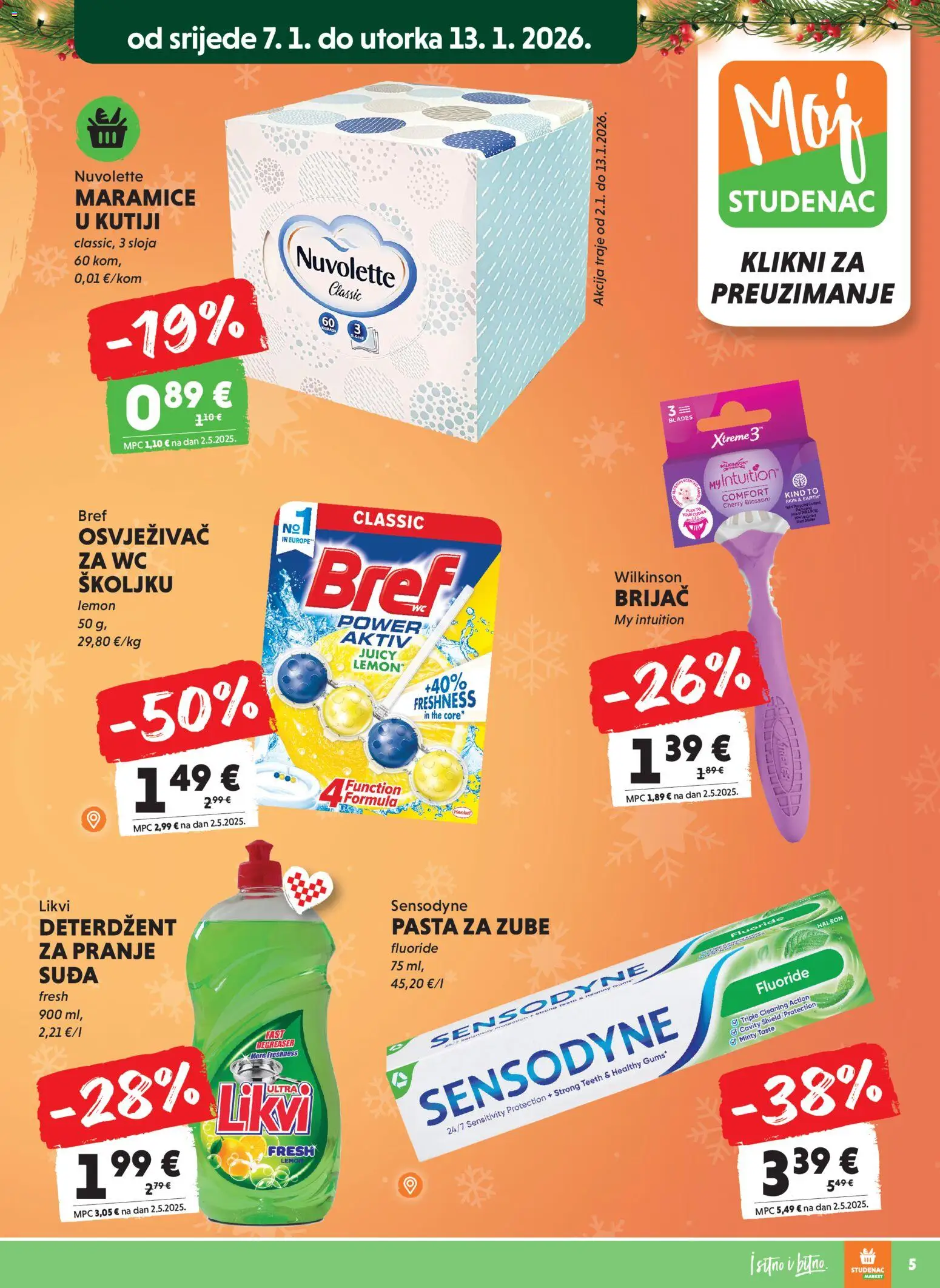 Studenac katalog | vrijedi od 07.01.2026 | Stranica: 5 | Proizvodi: Brijač, Pasta za zube, Deterdžent, Pasta
