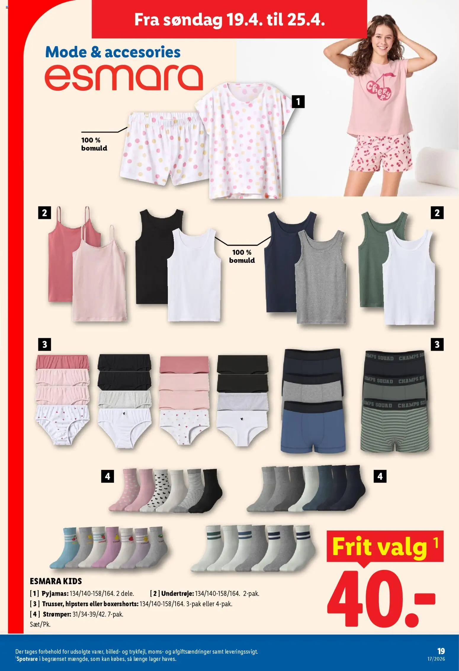 Lidl tilbudsavis – gyldig fra 19.04.2026 | Side: 7 | Produkter: Pyjamas, Strømper