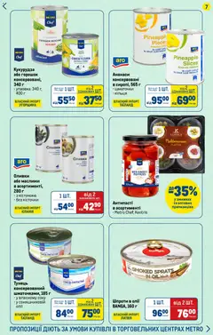 Metro акції дійснийкції з 09.04.2026 | Сторінка: 7 | Товари: Тунець, Шпроти, Кукурудза, Оливки