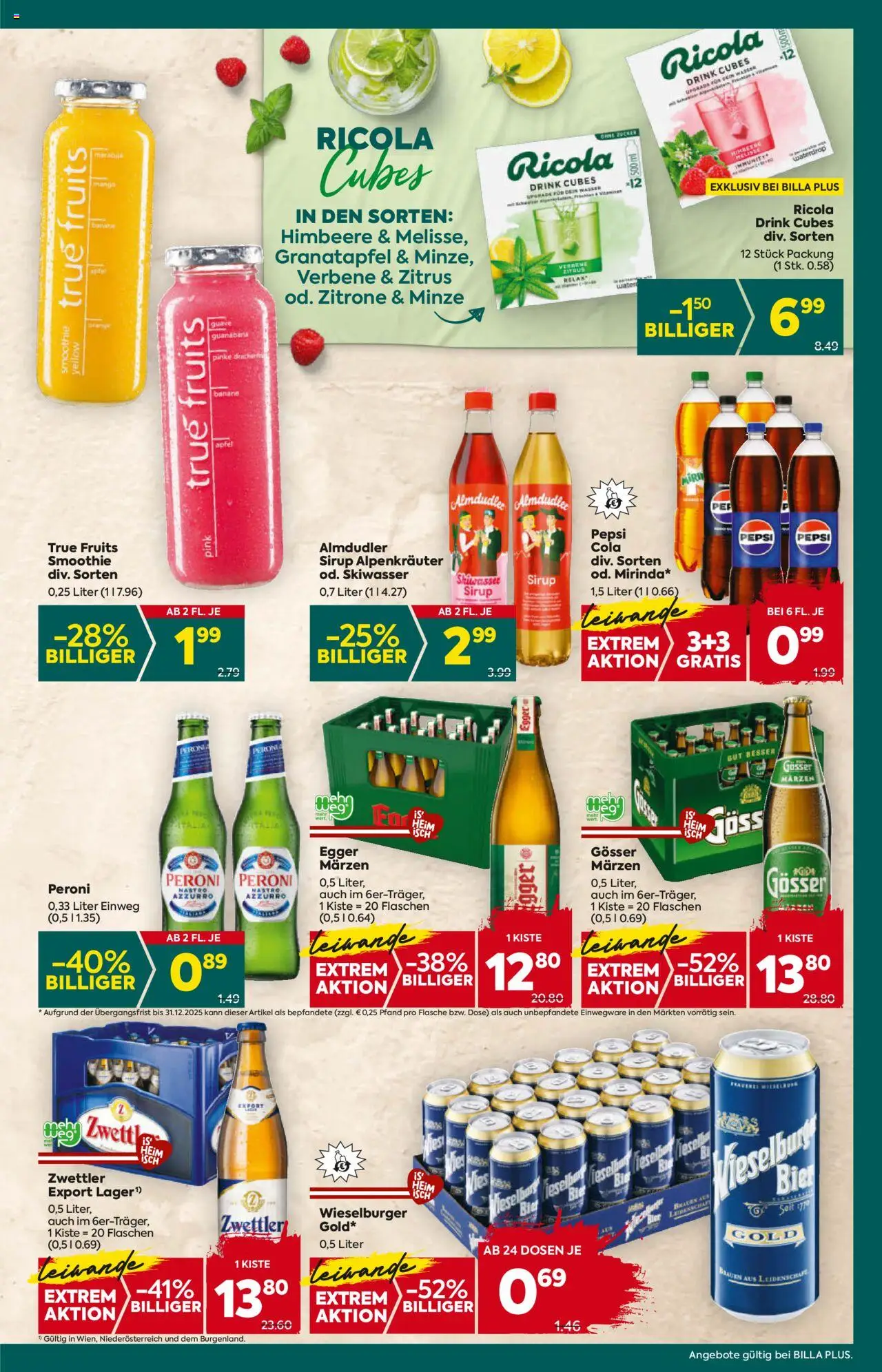 Billa Plus Flugblatt gültig ab 11.09.2025 | Seite: 15 | Produkte: Wasser, Zucker, Zitrone, Himbeere