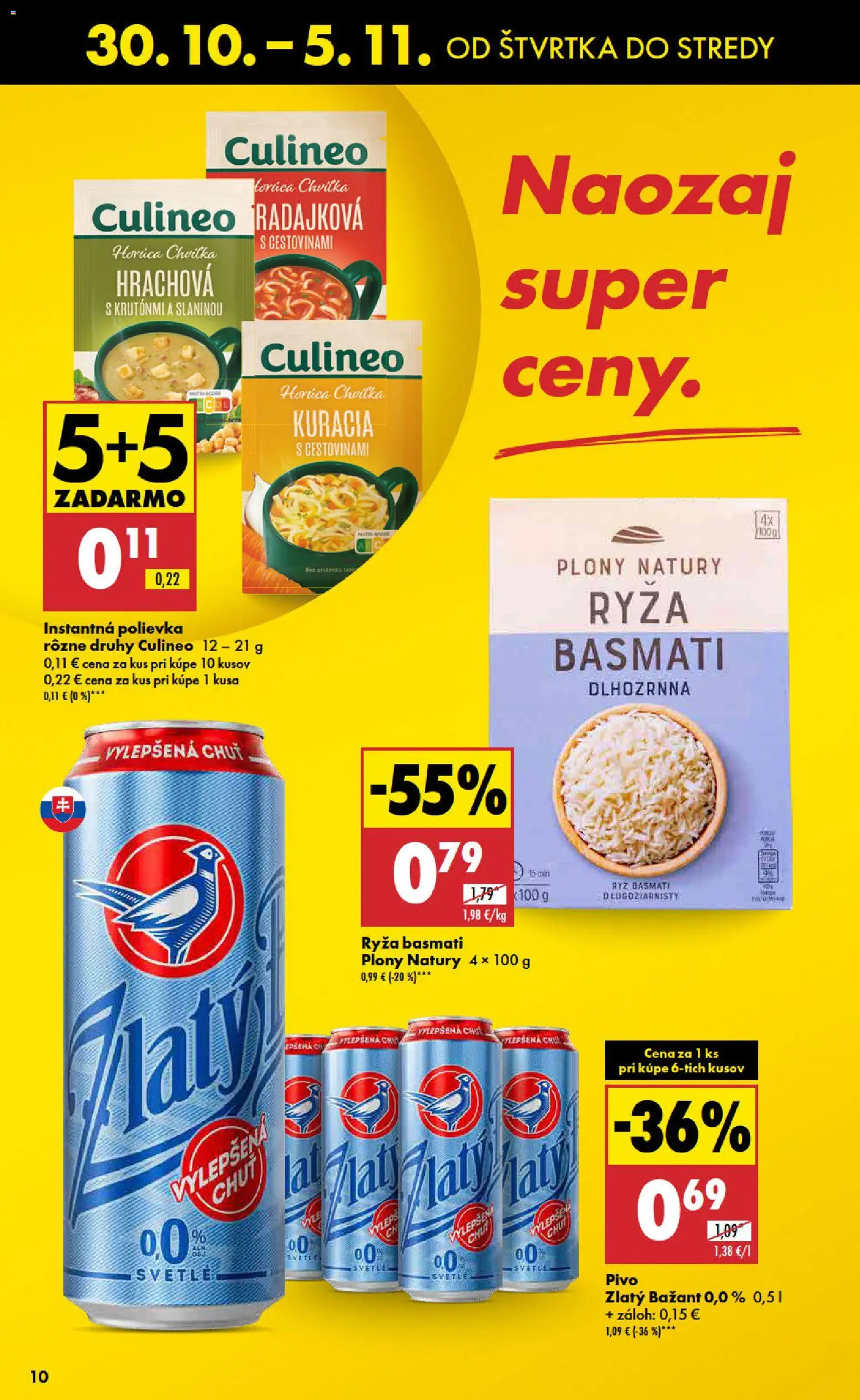 Nové Biedronka akcie – leták je platný od 30.10.2025 | Strana: 10 | Produkty: Pivo, Ryža, Zlatý Bažant