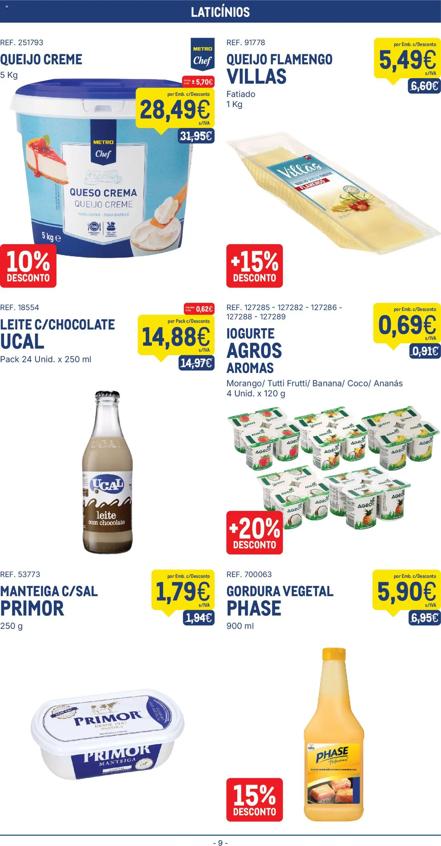 Makro folheto │ válido de 07.04.2026 | Página: 9 | Produtos: Queijo creme, Queijo, Chocolate, Creme
