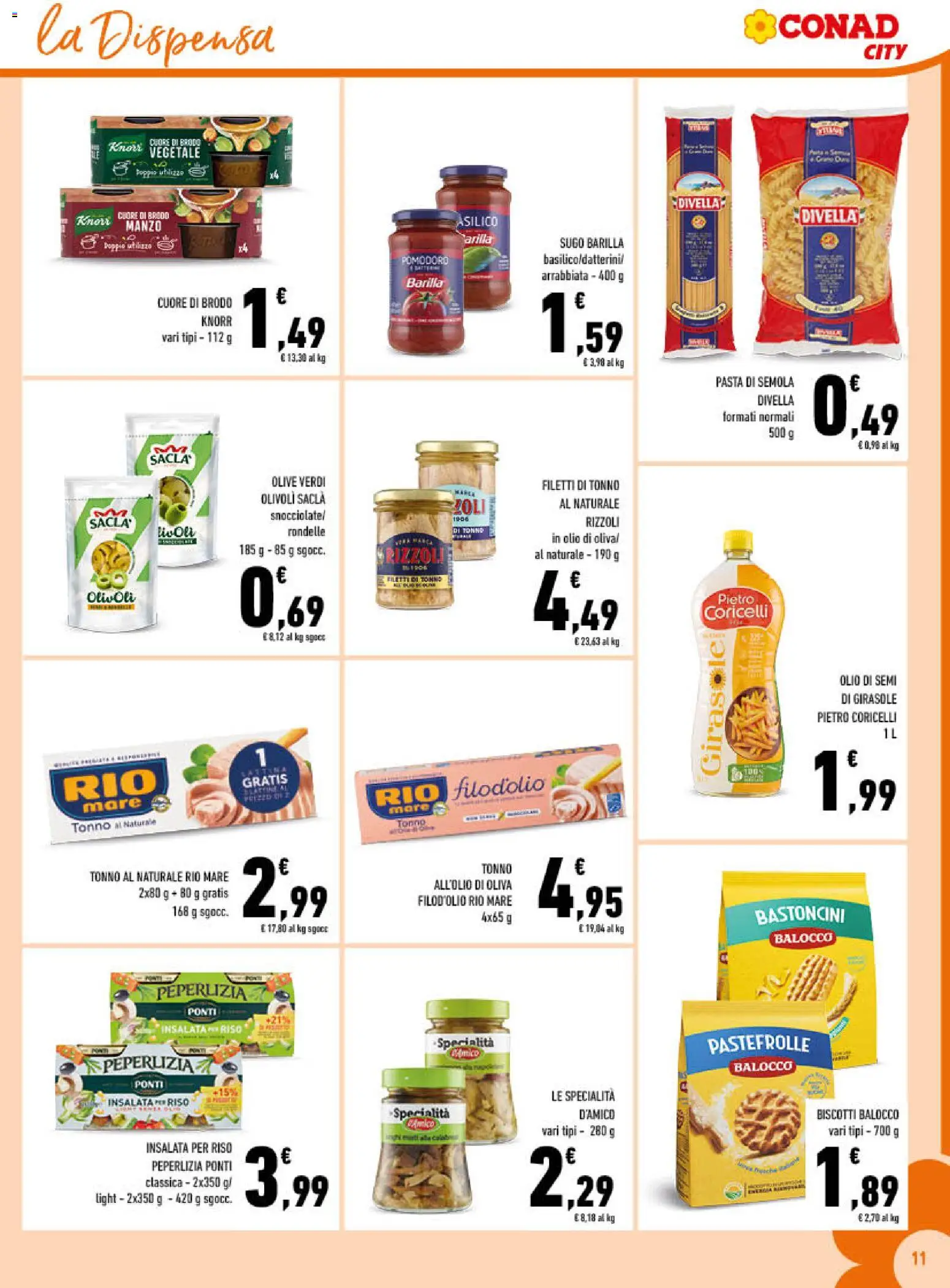 Volantino Conad del 22.04.2026 | Pagina: 11 | Prodotti: Riso, Pomodoro, Sugo, Olio di semi di girasole