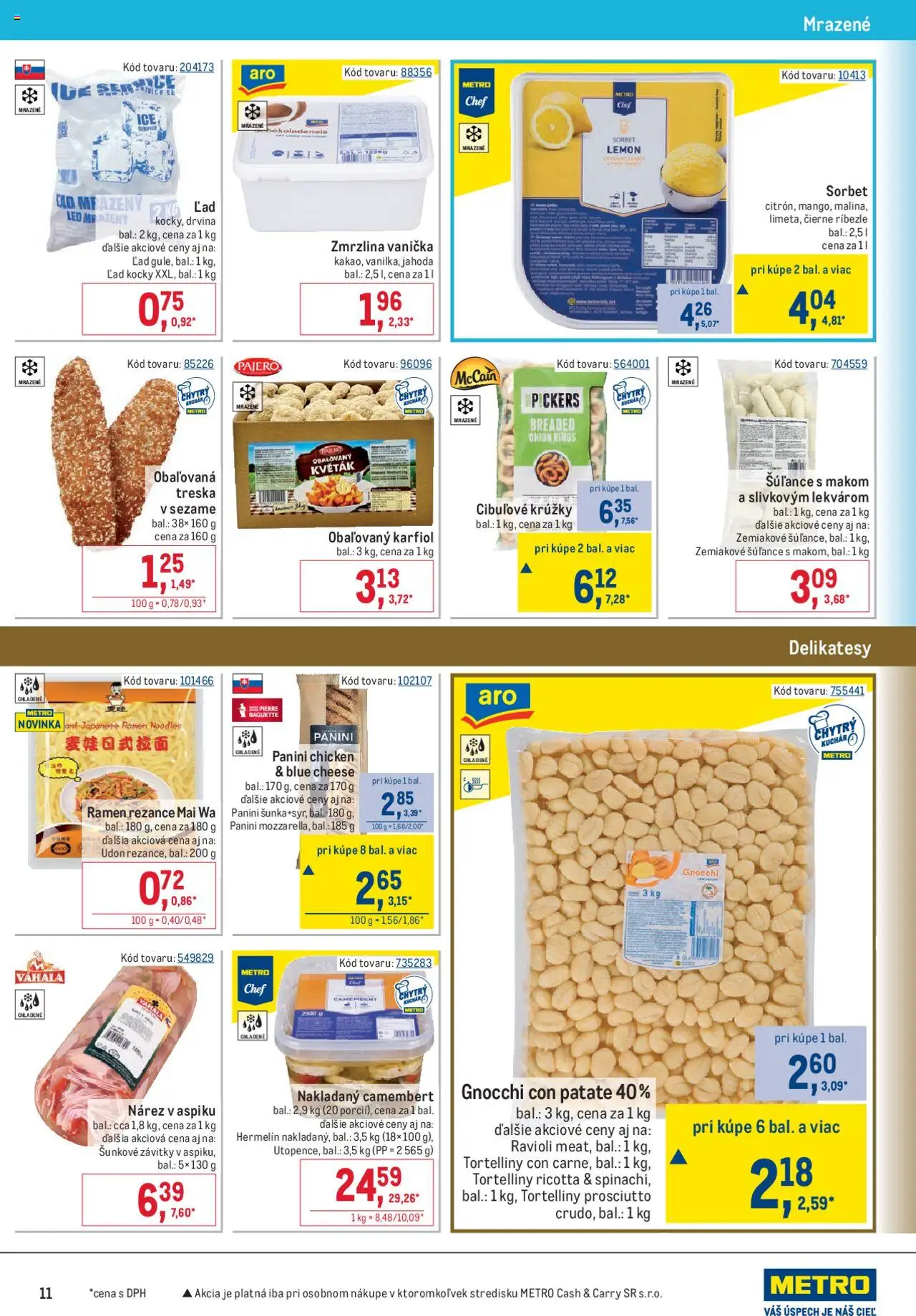 Metro gastronómia │ platný od 13.08.2025 | Strana: 11 | Produkty: Karfiol, Zmrzlina, Rezance, Treska